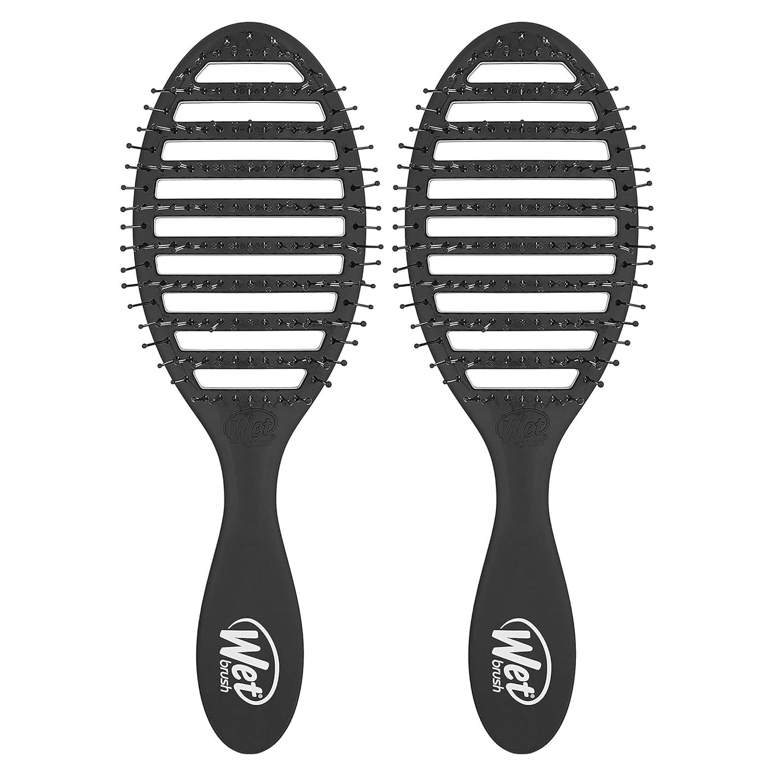 Cepillo para Cabello Wet Brush Speed Dry Negro - Ventilado y Cerdas HeatFlex (Paquete de 2)