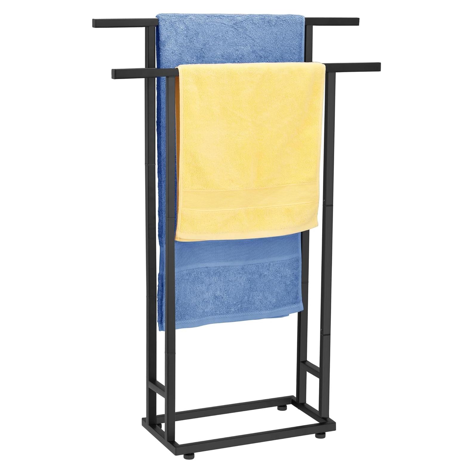 Soporte de Toallas de Pie ALHAKIN Negro 2 Niveles 93.98 cm