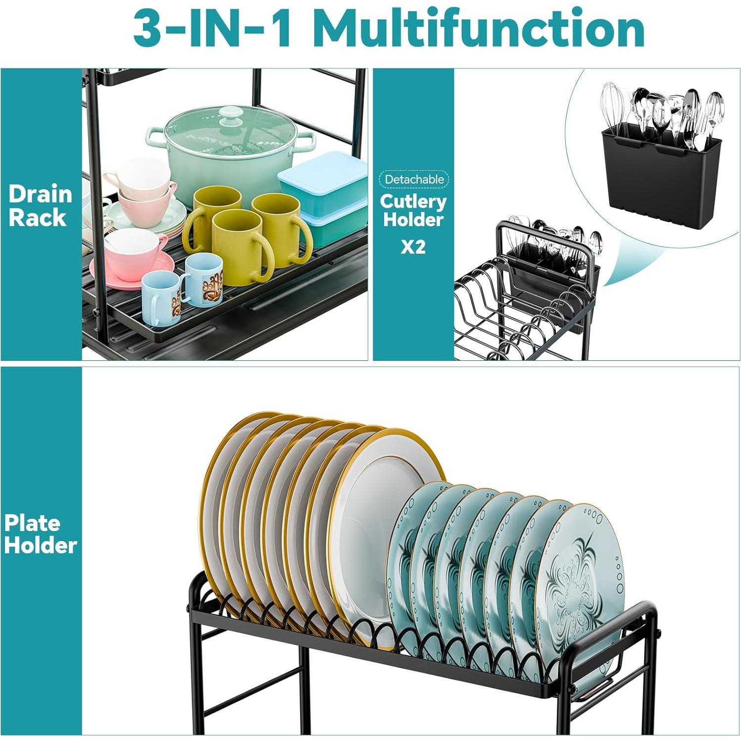 Estante de Secado de Platos Simple Trending 2 Niveles Negro