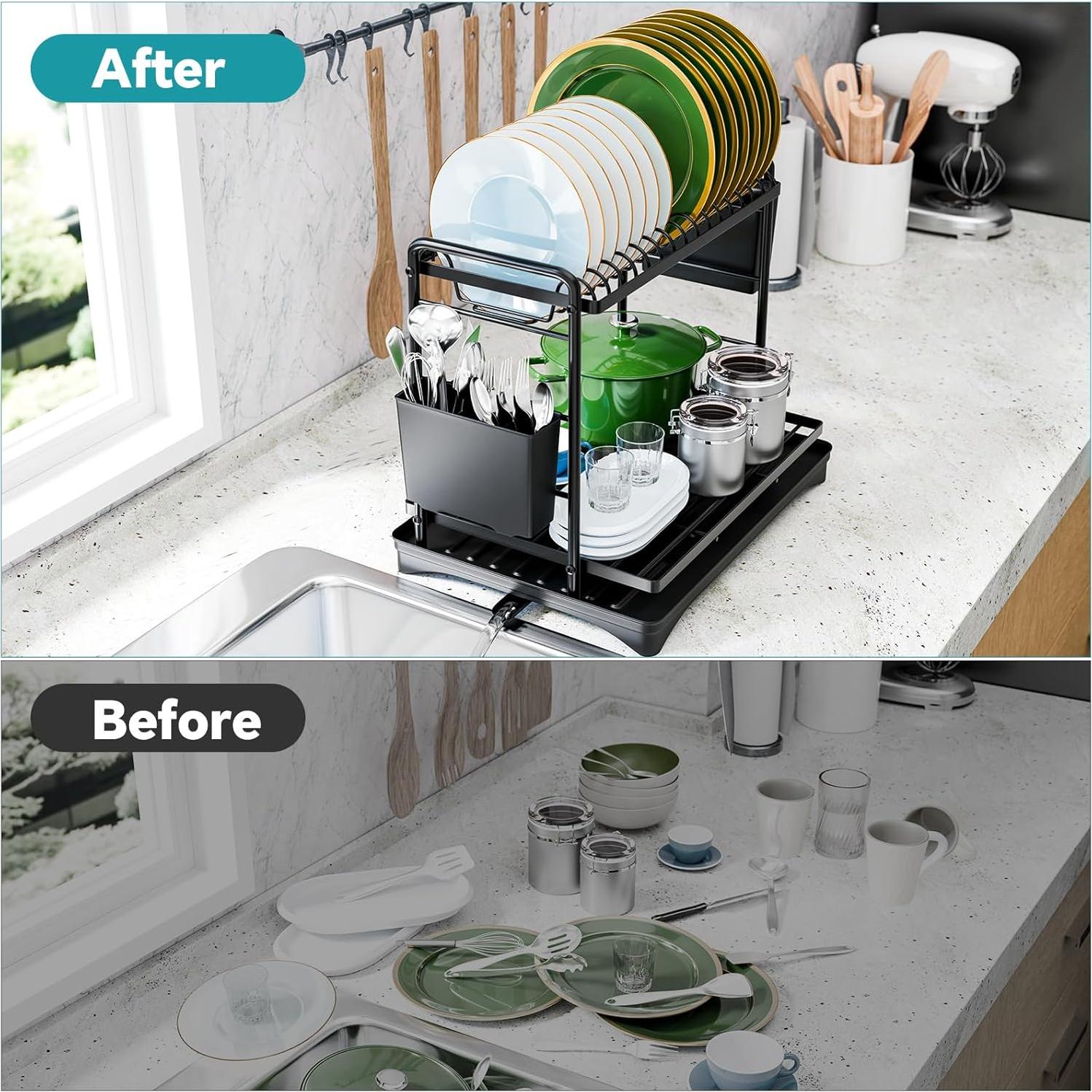 Estante de Secado de Platos Simple Trending 2 Niveles Negro