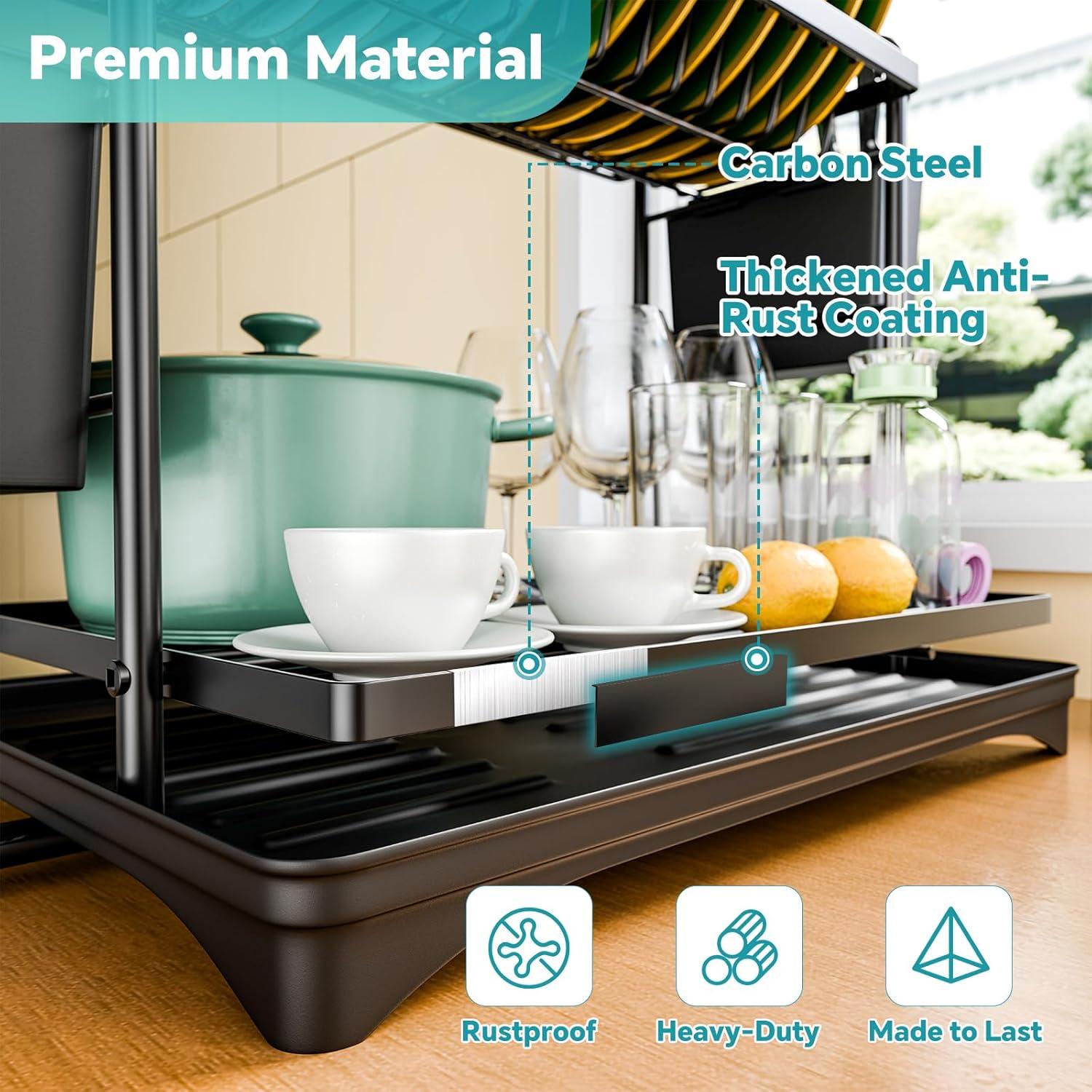 Estante de Secado de Platos Simple Trending 2 Niveles Negro