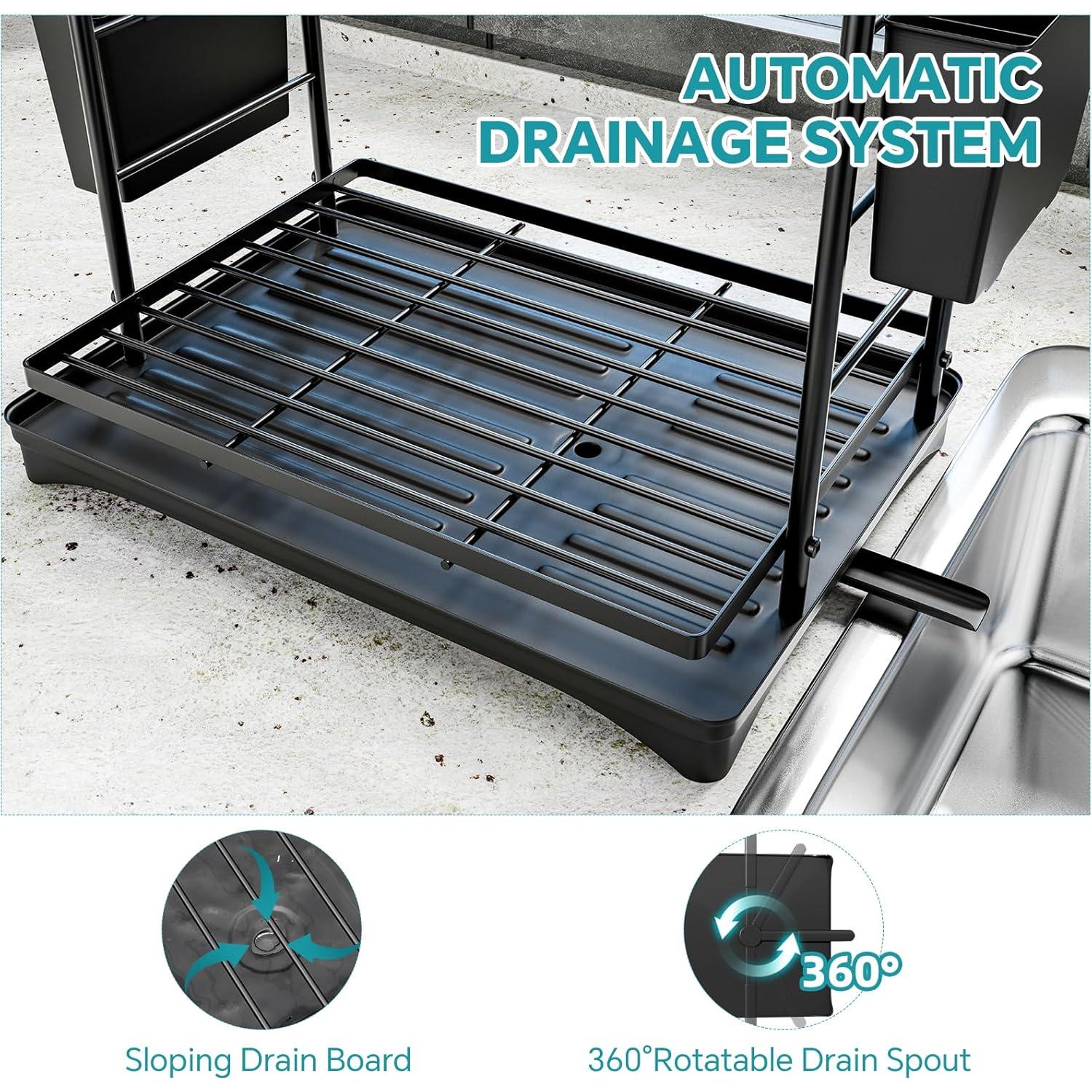 Estante de Secado de Platos Simple Trending 2 Niveles Negro