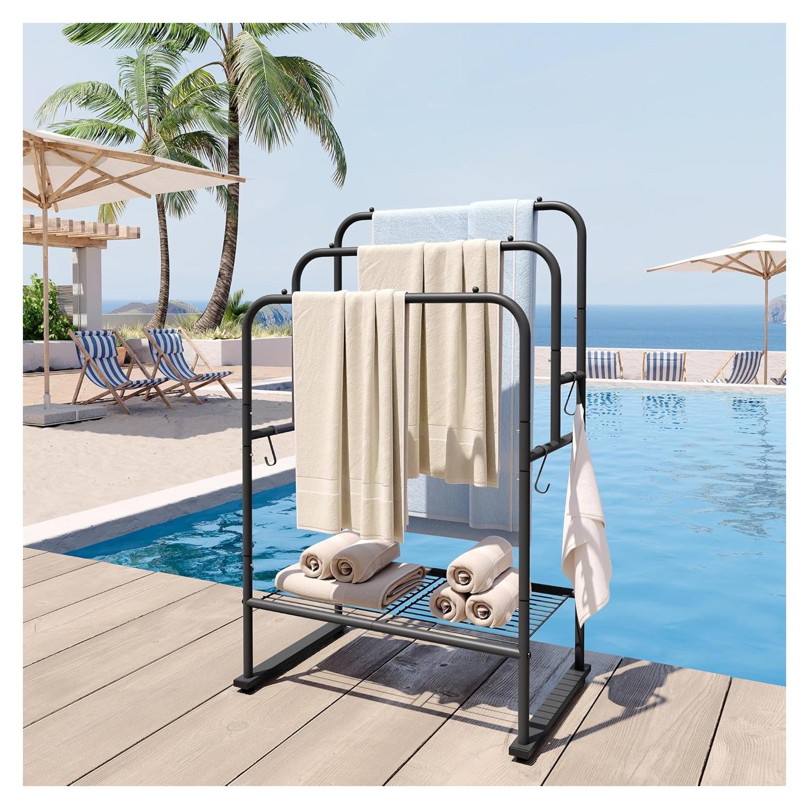 Soporte de Toallas de Pie ELYKEN 101.6 cm Metal Negro Mate