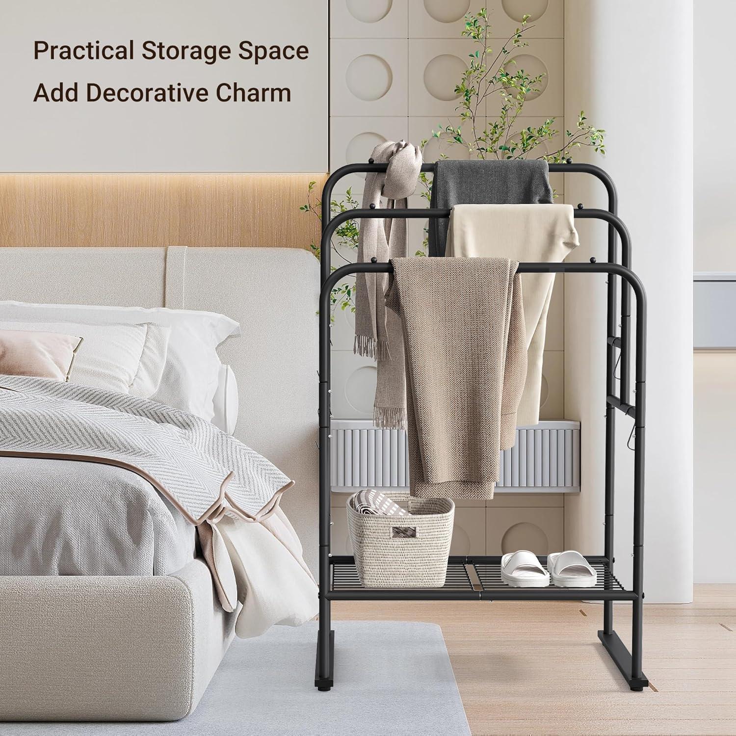 Soporte de Toallas de Pie ELYKEN 101.6 cm Metal Negro Mate