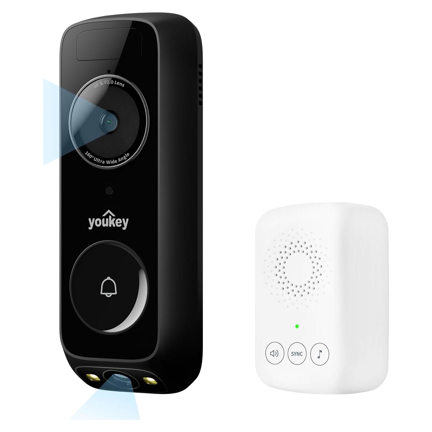 Cámara de Timbre Inalámbrico Youkey DB312 2K Doble Cámara AI