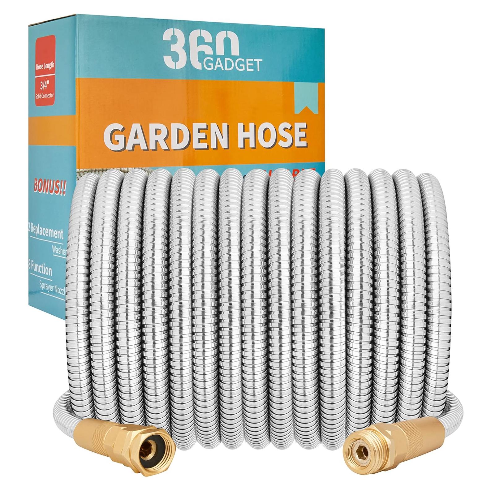 Manguera de Jardín 360 GADGET 15.24m Acero Inoxidable Flexible