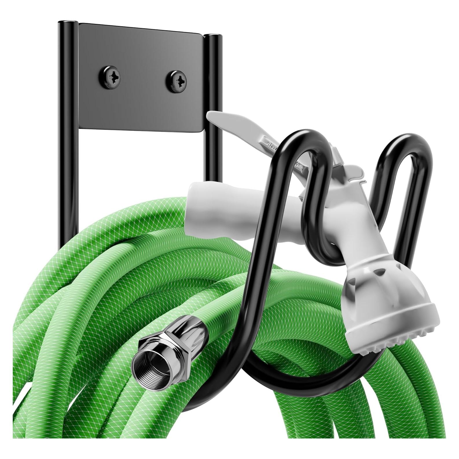 Soporte de Manguera de Jardín Josmimic Montaje en Pared Negro