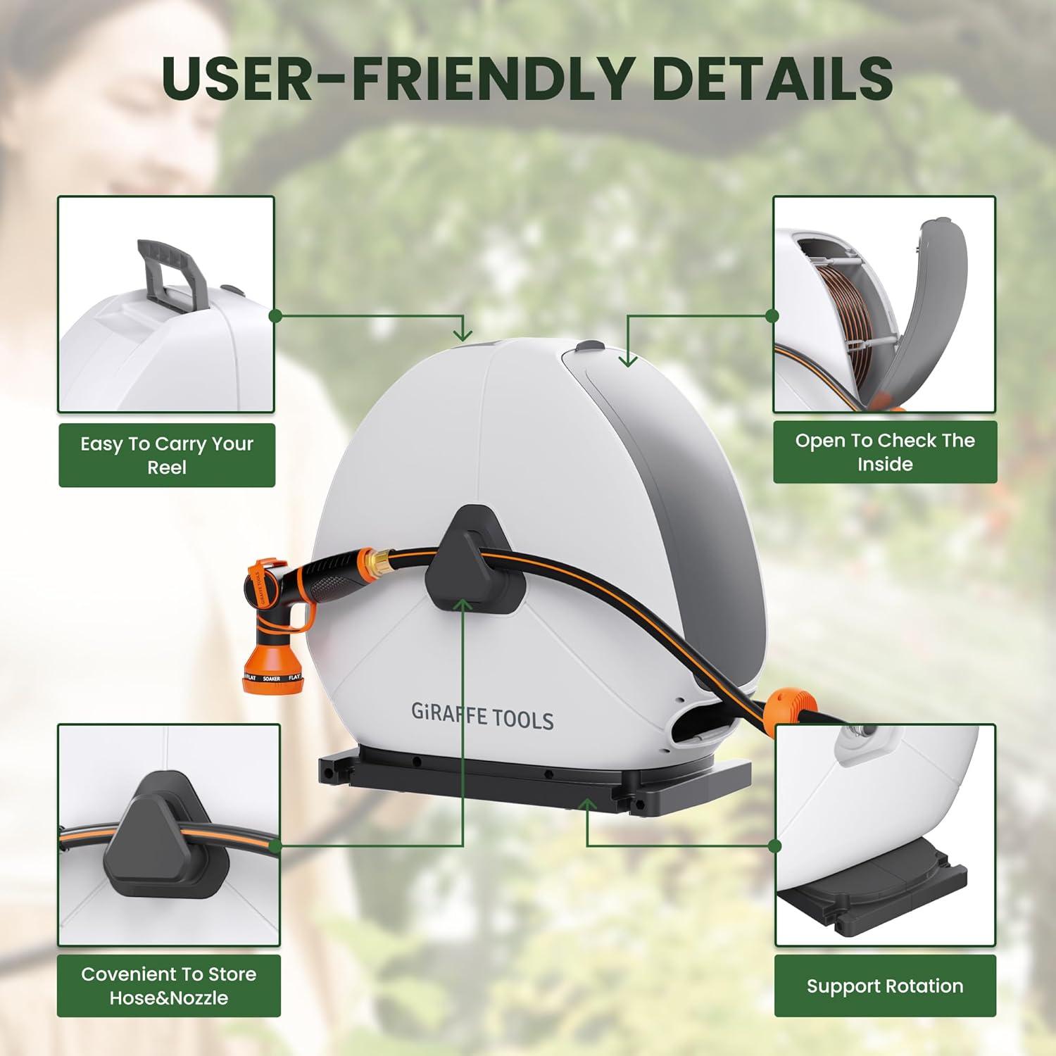 Carrete de Manguera Retráctil Giraffe Tools 5/8" 28m Automático