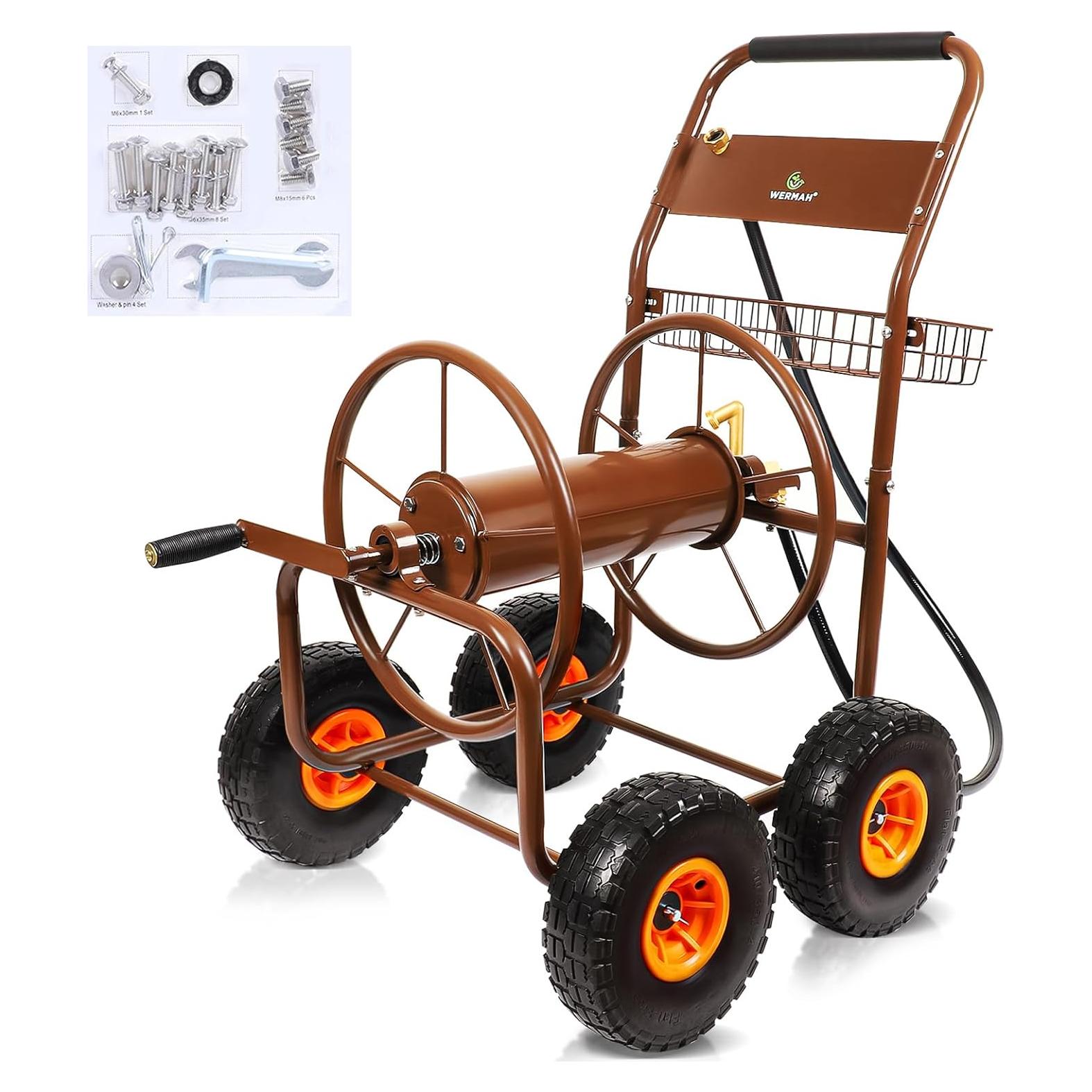Carro de Manguera de Jardín WERMAH 2025, Soporta 300 pies
