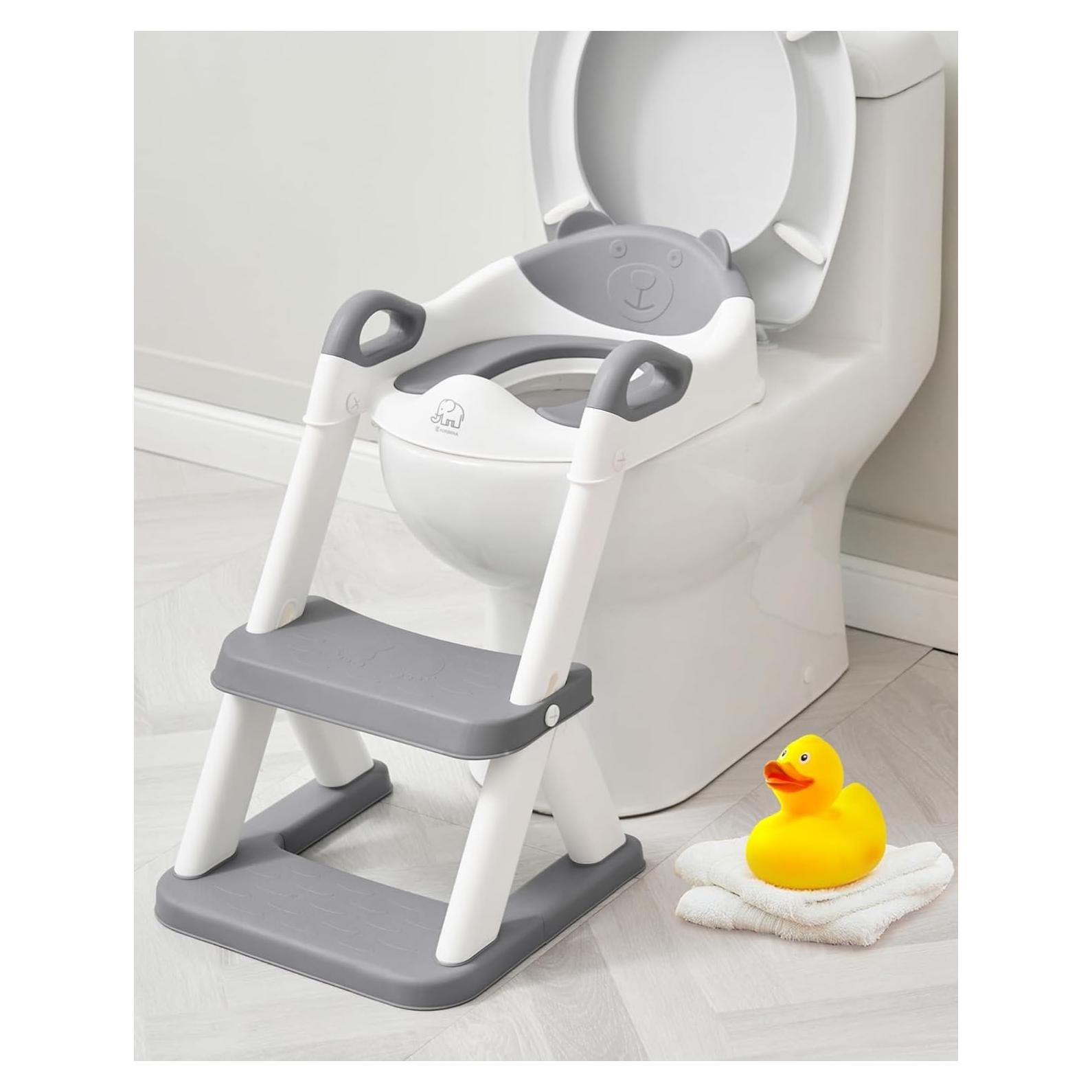 Asiento de Entrenamiento para Baño Forbena Gris con Escalera