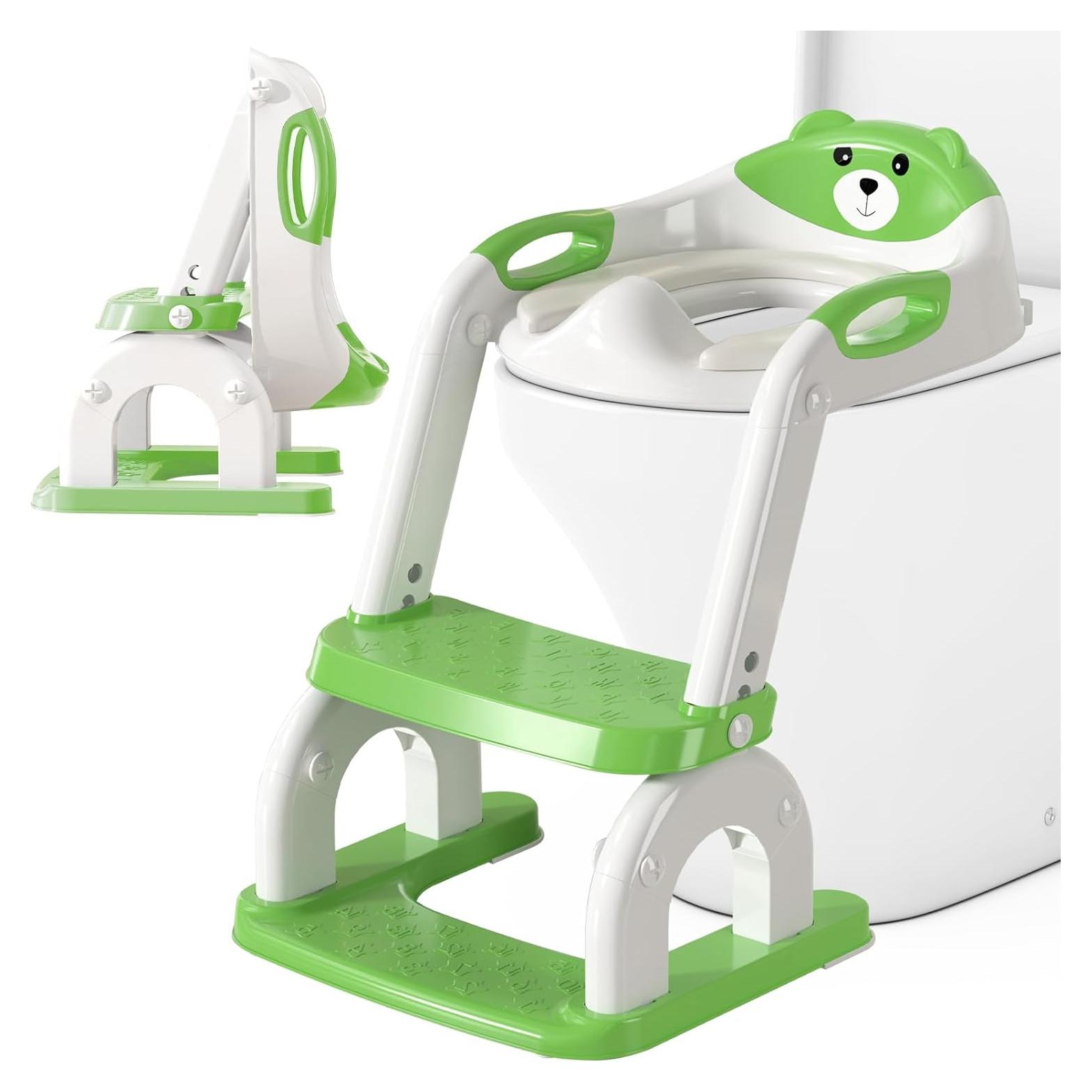 Asiento de Entrenamiento para Baño CUXFLS Verde 2 en 1 Ajustable