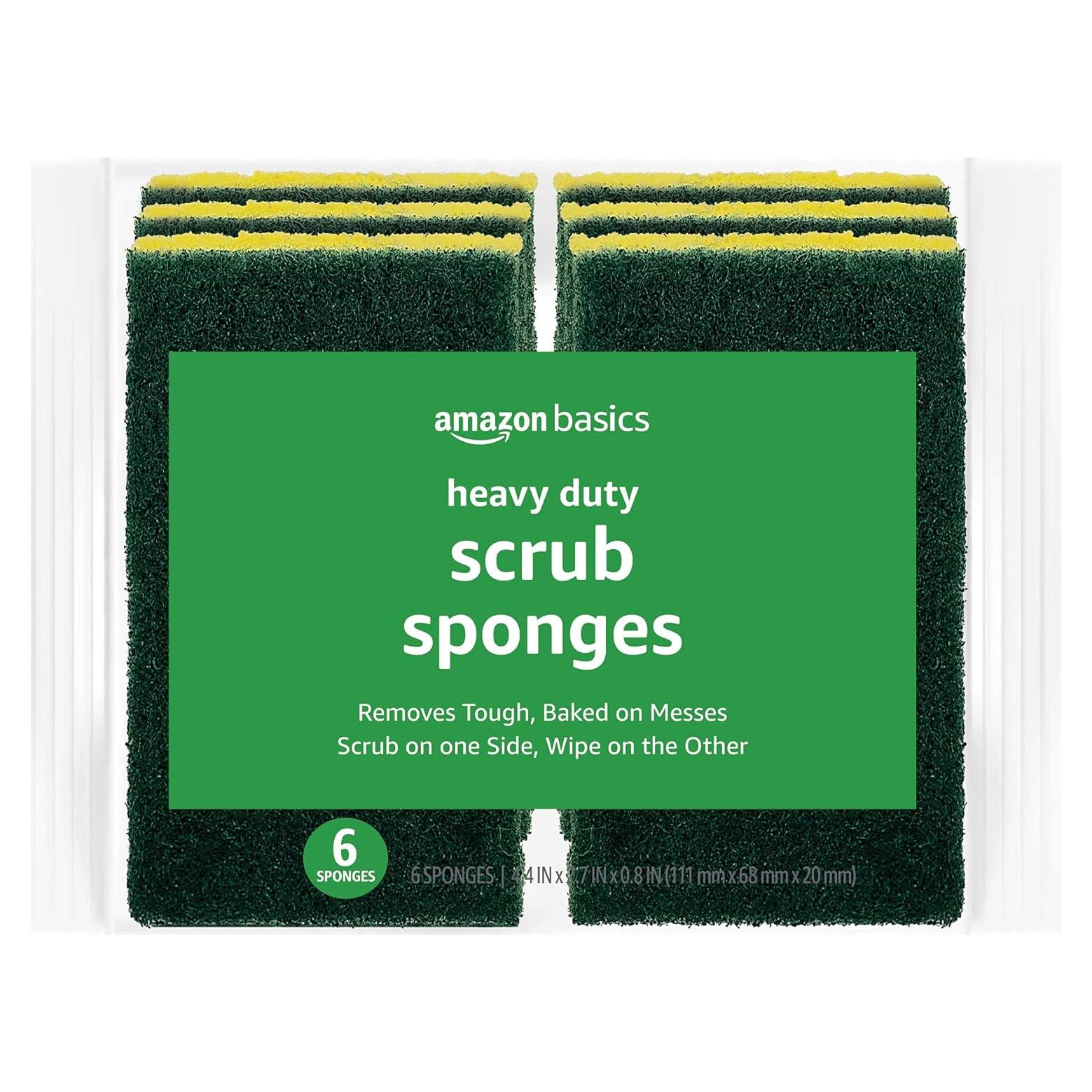 Esponjas de Limpieza Amazon Basics, Alta Resistencia, 6 Unidades