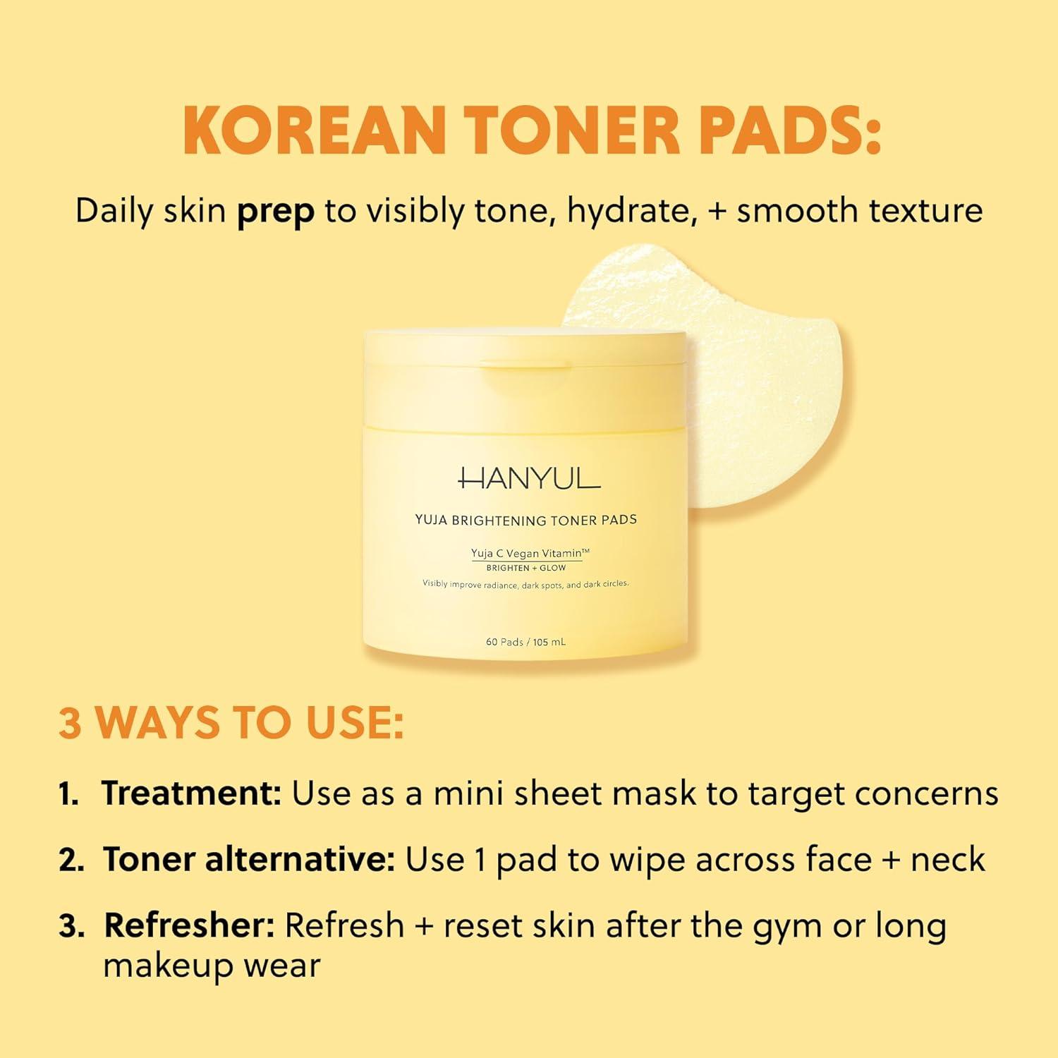 HANYUL Yuja Toner Pads 60 Hojas - Vitamina C y Niacinamida
