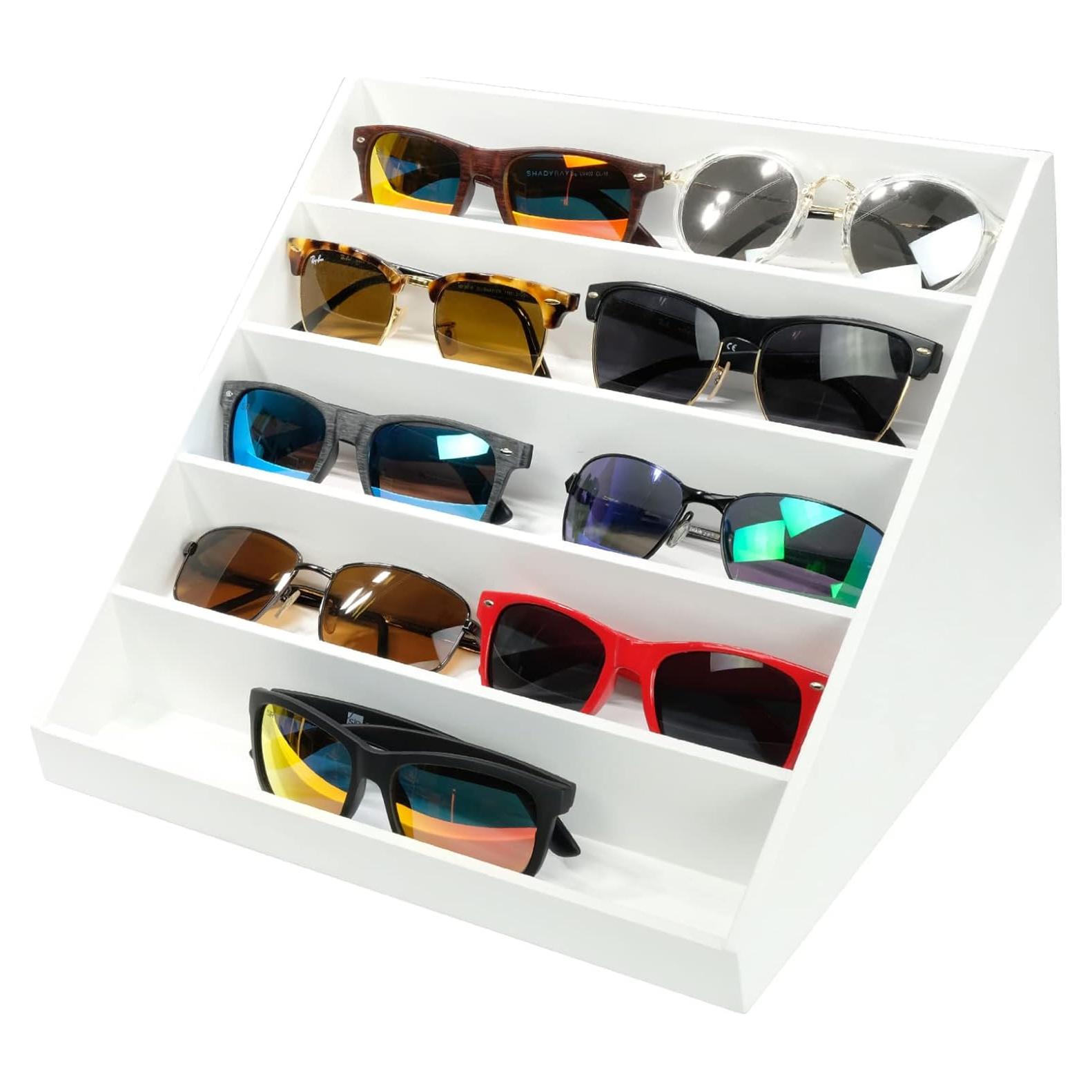 Organizador de Gafas de Sol Madera Excello Global 10 Pares Blanco