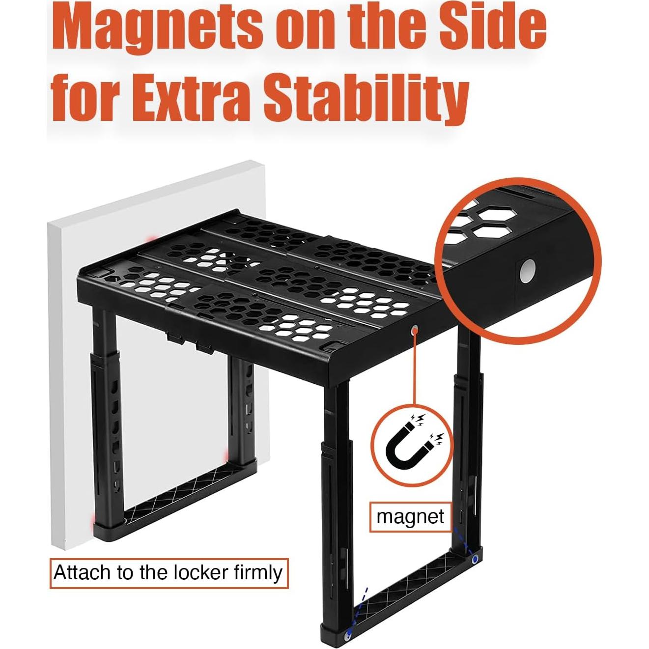 Estante Organizador de Taquilla Piffny Ajustable Negro - Paquete de 2