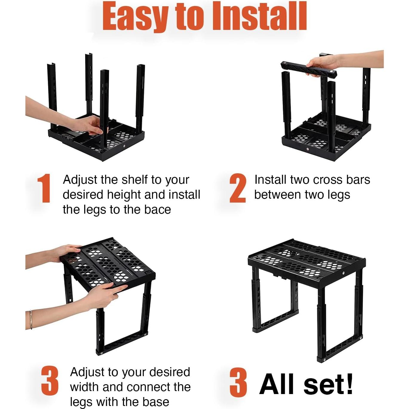 Estante Organizador de Taquilla Piffny Ajustable Negro - Paquete de 2