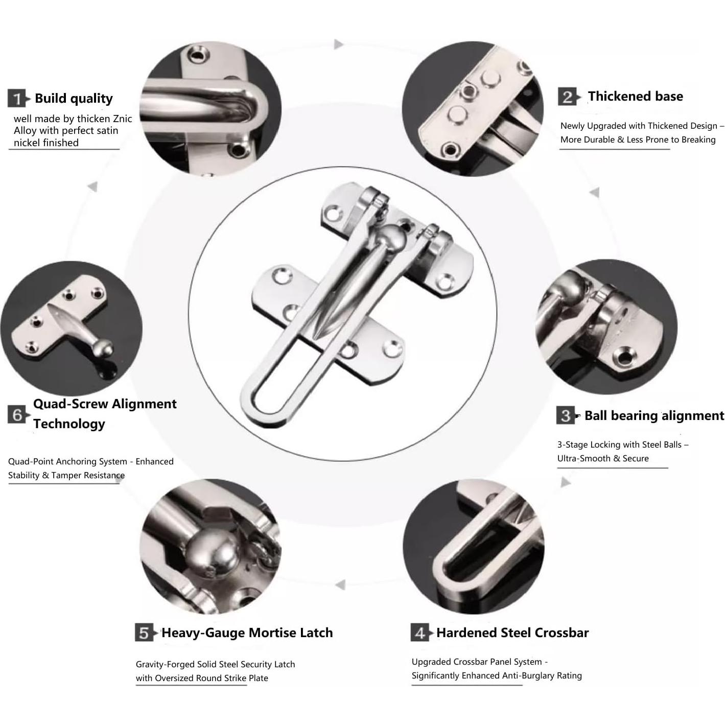 Cerradura de Seguridad SUYA para Puerta - Niquel Satinado, 136g