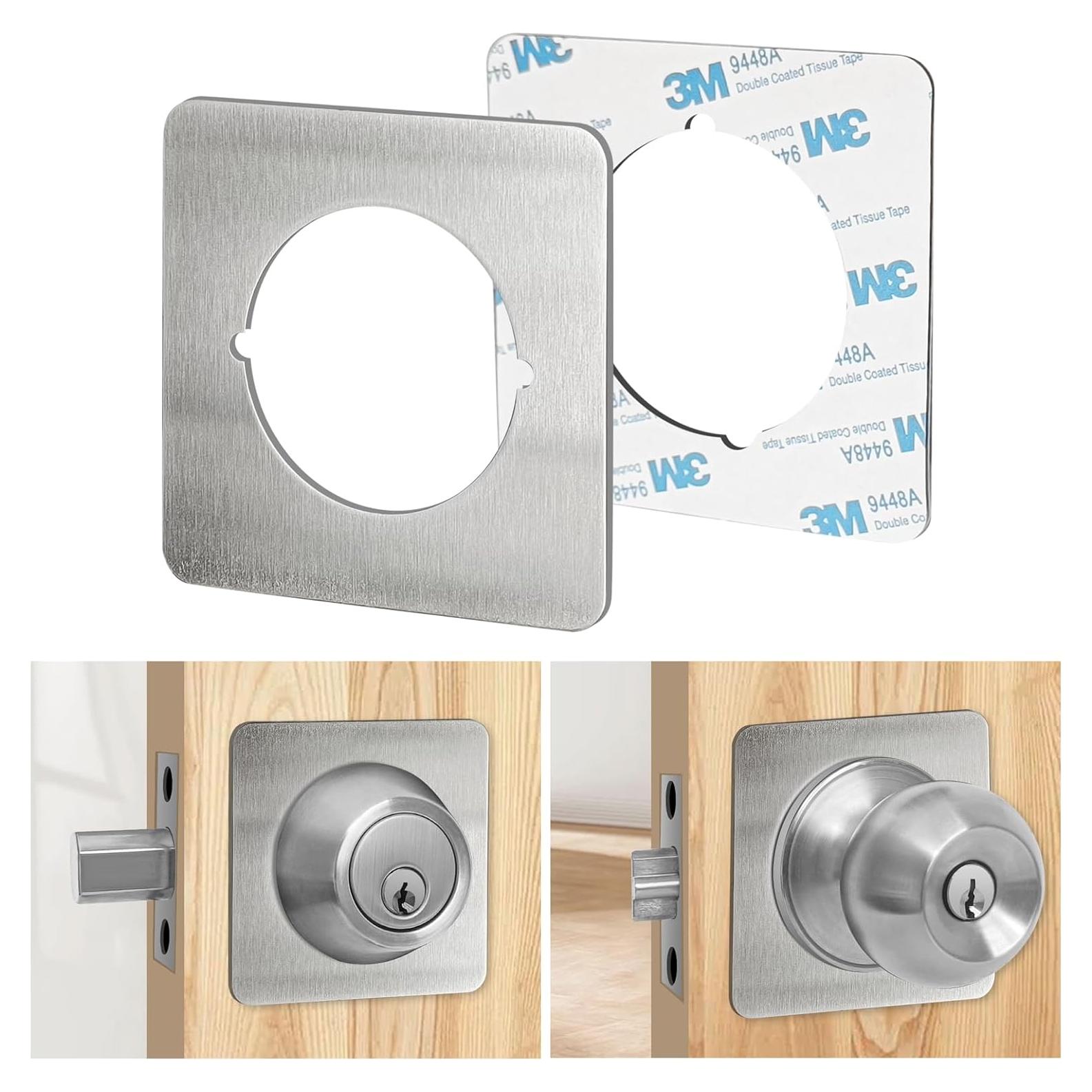 Placas de refuerzo para pomo de puerta MOSECYOU, níquel satinado