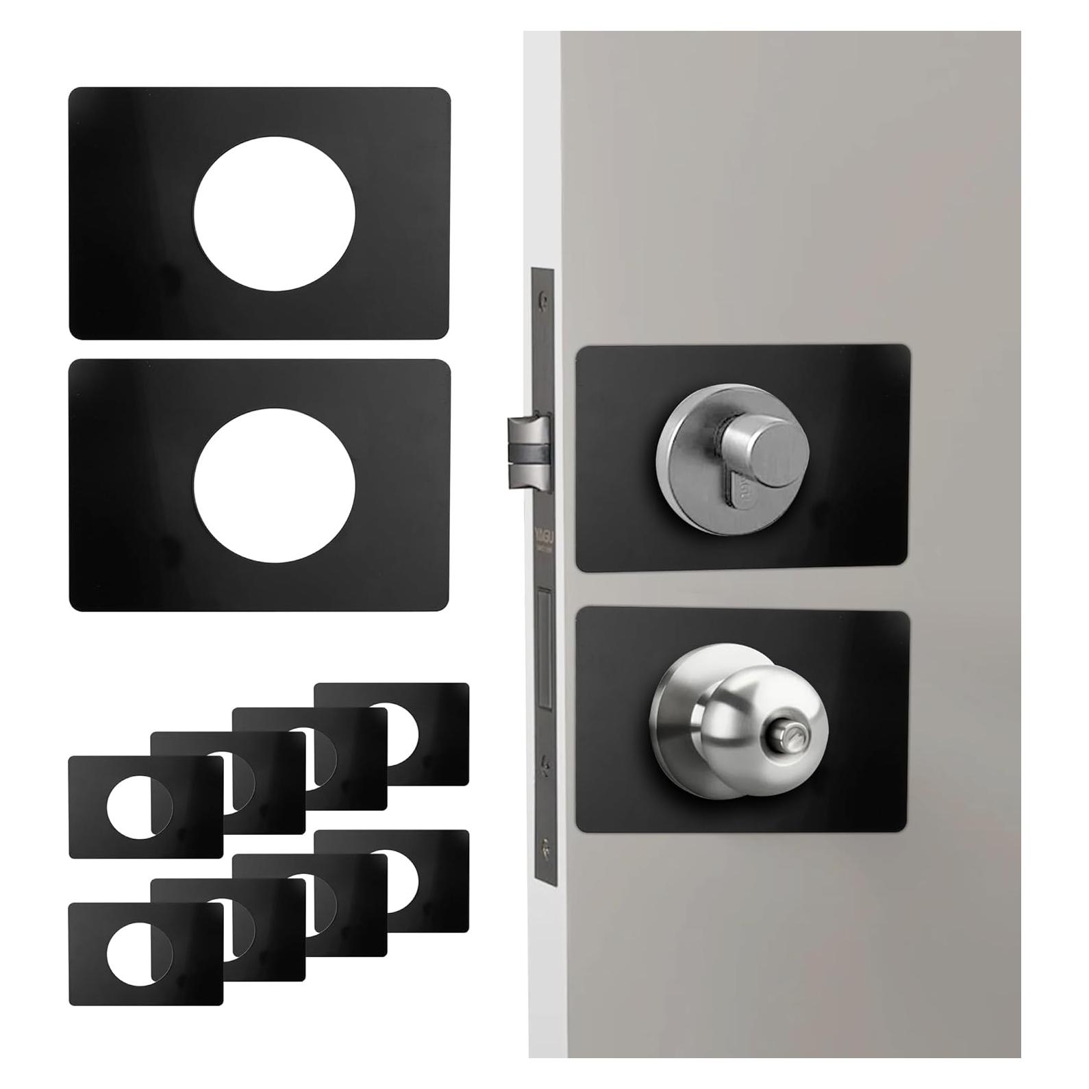 Paquete de 10 Placas de Refuerzo KEJJNYER para Puertas Negras 13x9cm
