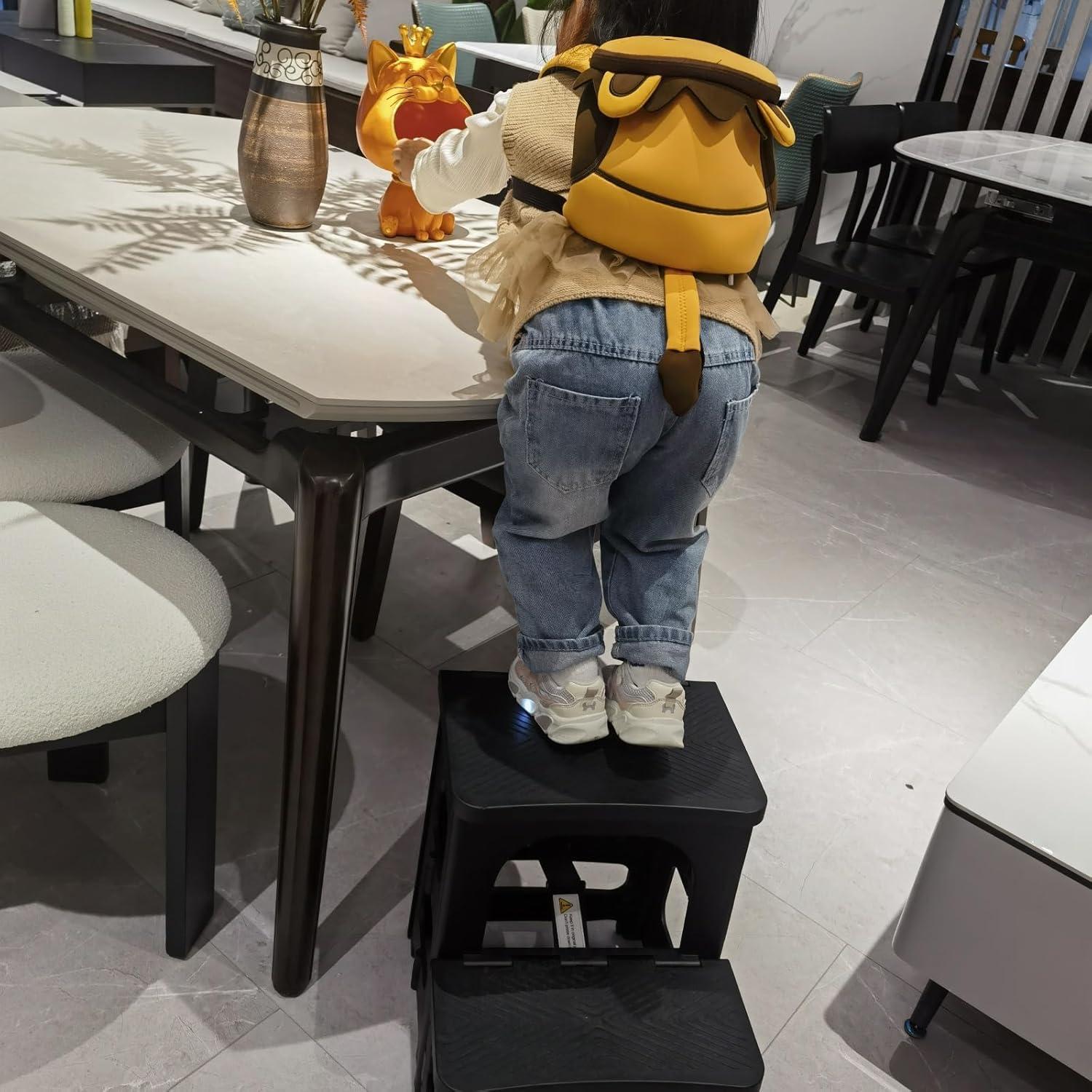 Escalera Plegable 2 Pasos Ahxuvan Antideslizante 150 kg Negra