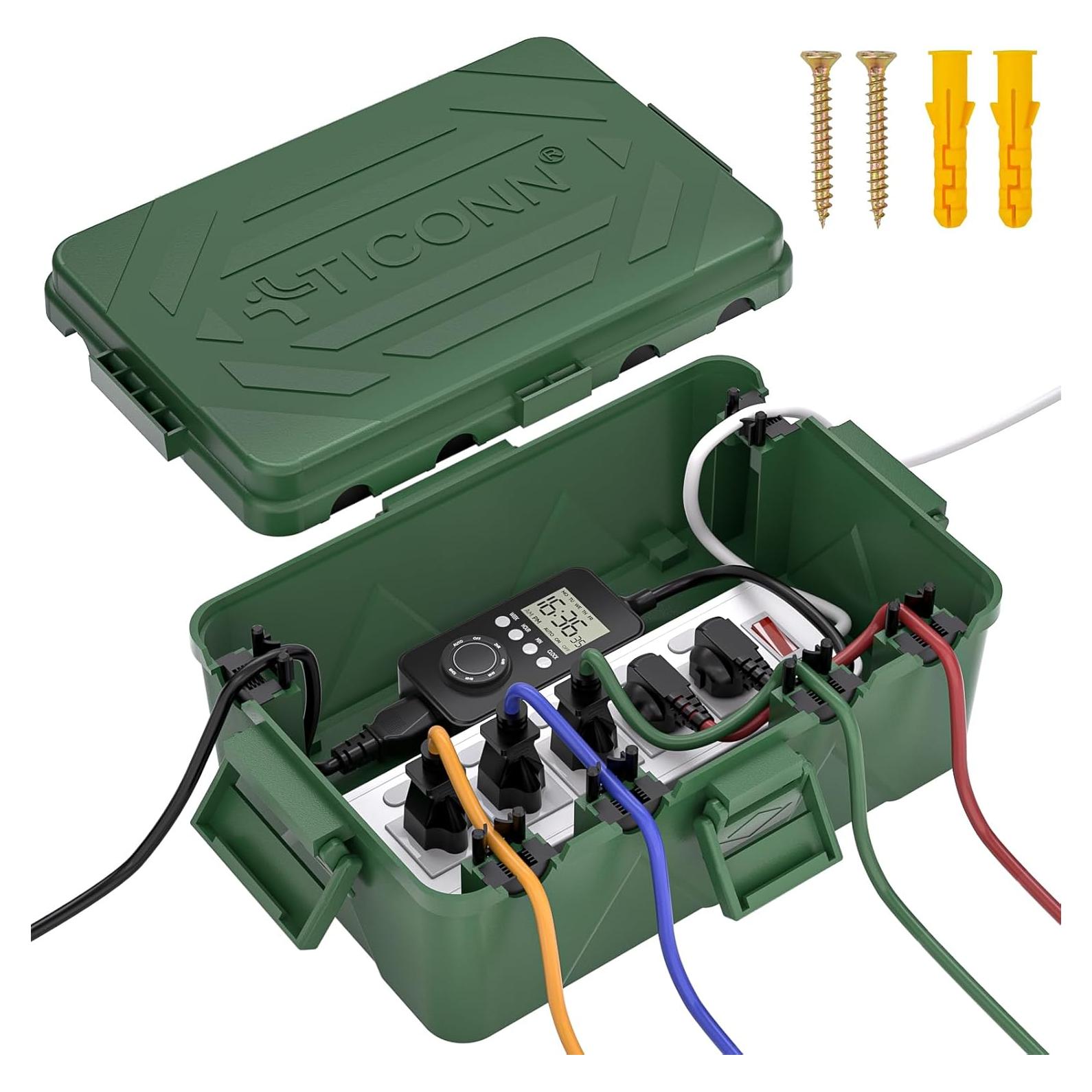 Caja Eléctrica Exterior TICONN IP54 Verde Grande 6 Puertos