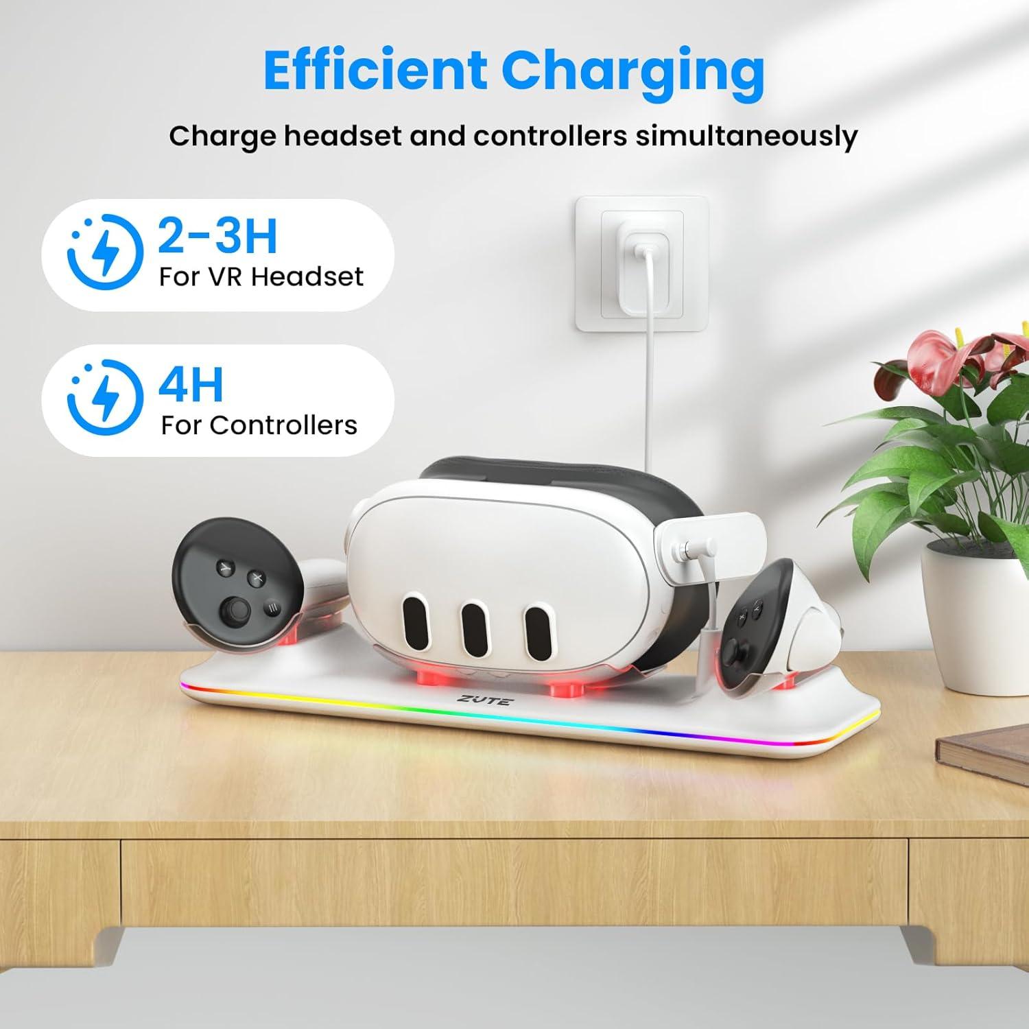 Base de Carga ZVTE para Meta Quest 3 - Carga Rápida y Soporte