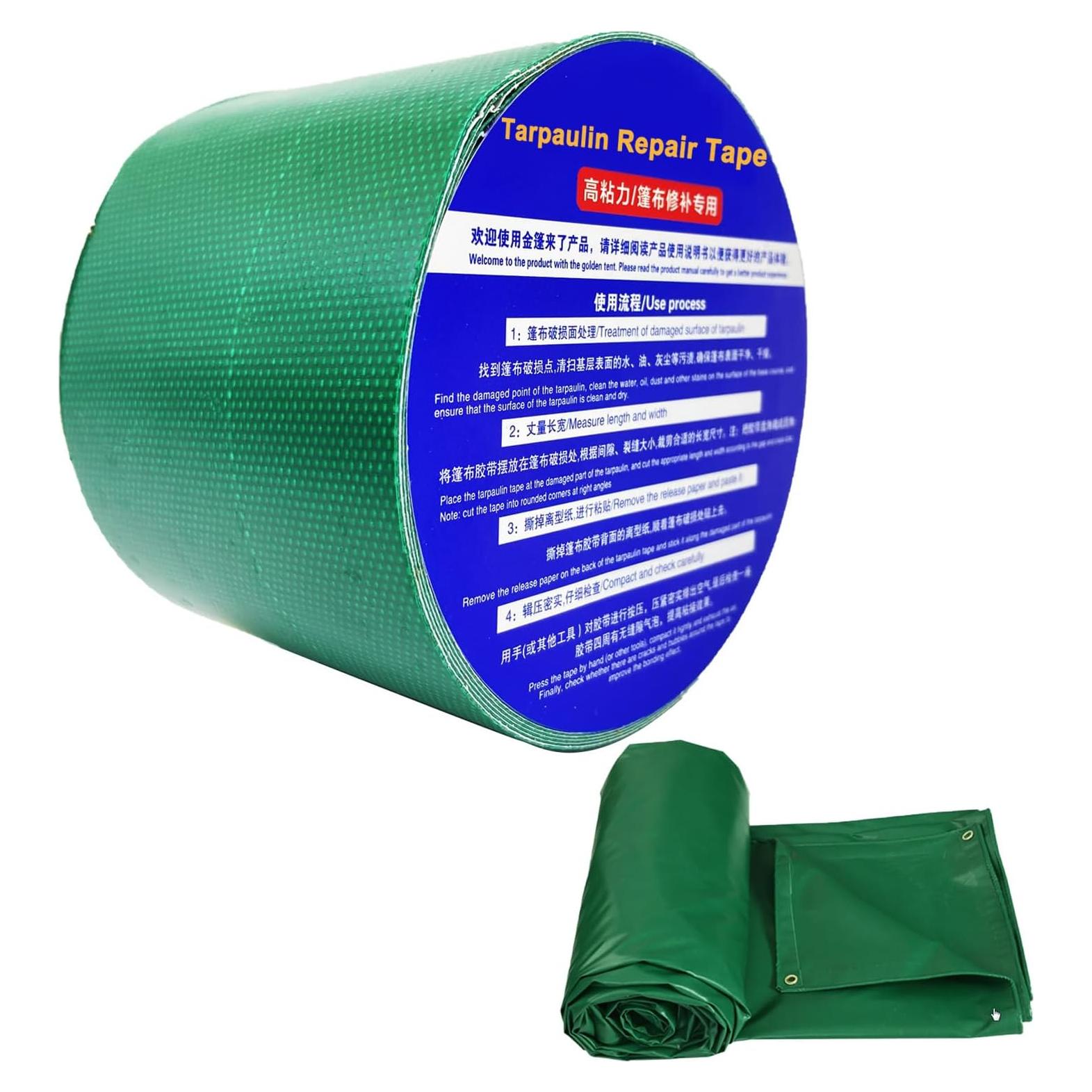 Cinta de Reparación de Lona KAIHENG 8cm x 5m Impermeable Verde