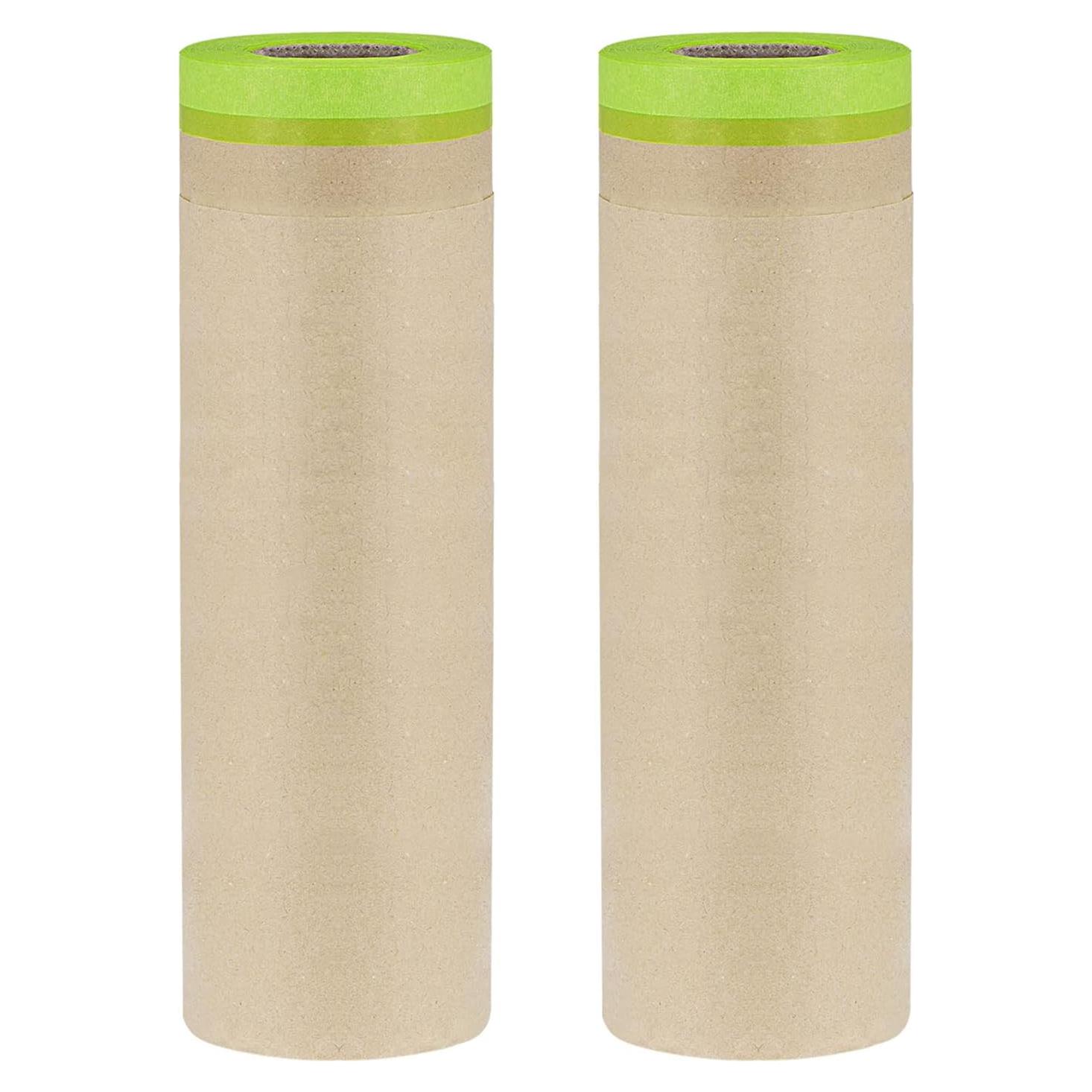 Película de Enmascarar Pre-Cinta uxcell 60cm x 15m Marrón 2Pcs