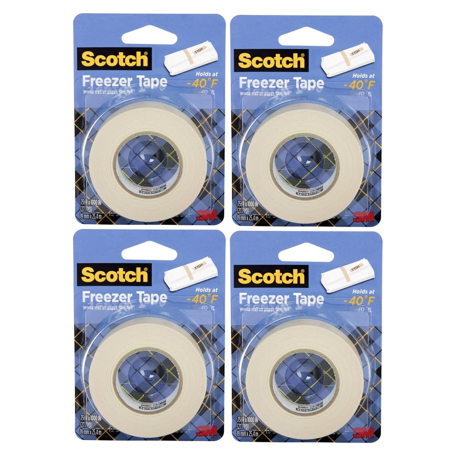 Cinta de Congelador Scotch 3/4" x 25.4 m - Paquete de 4 Rollos