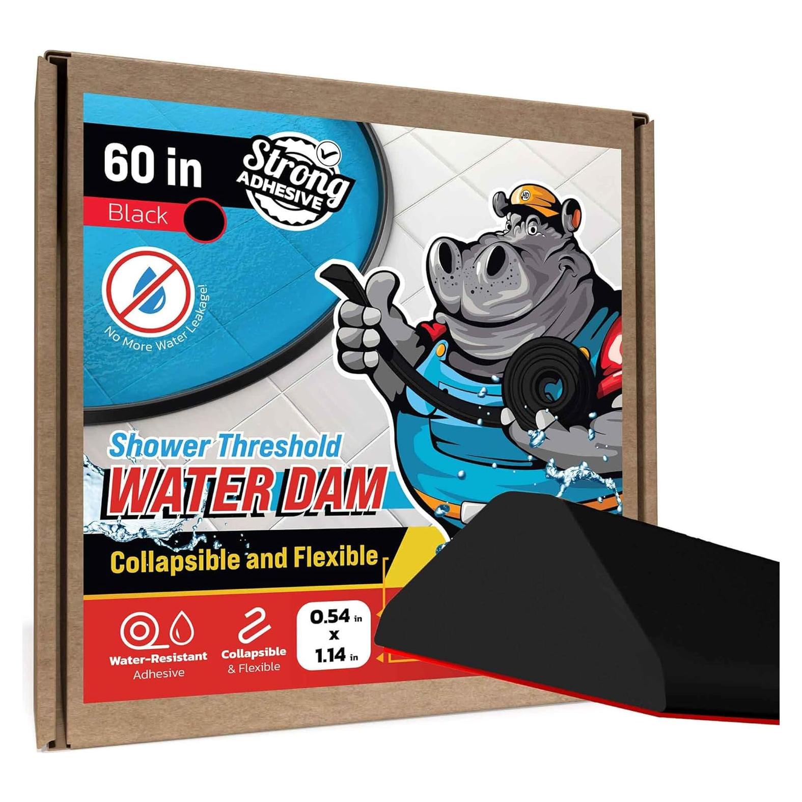 Barrera de Agua para Ducha Hippo Dam 60" Triangular Negra