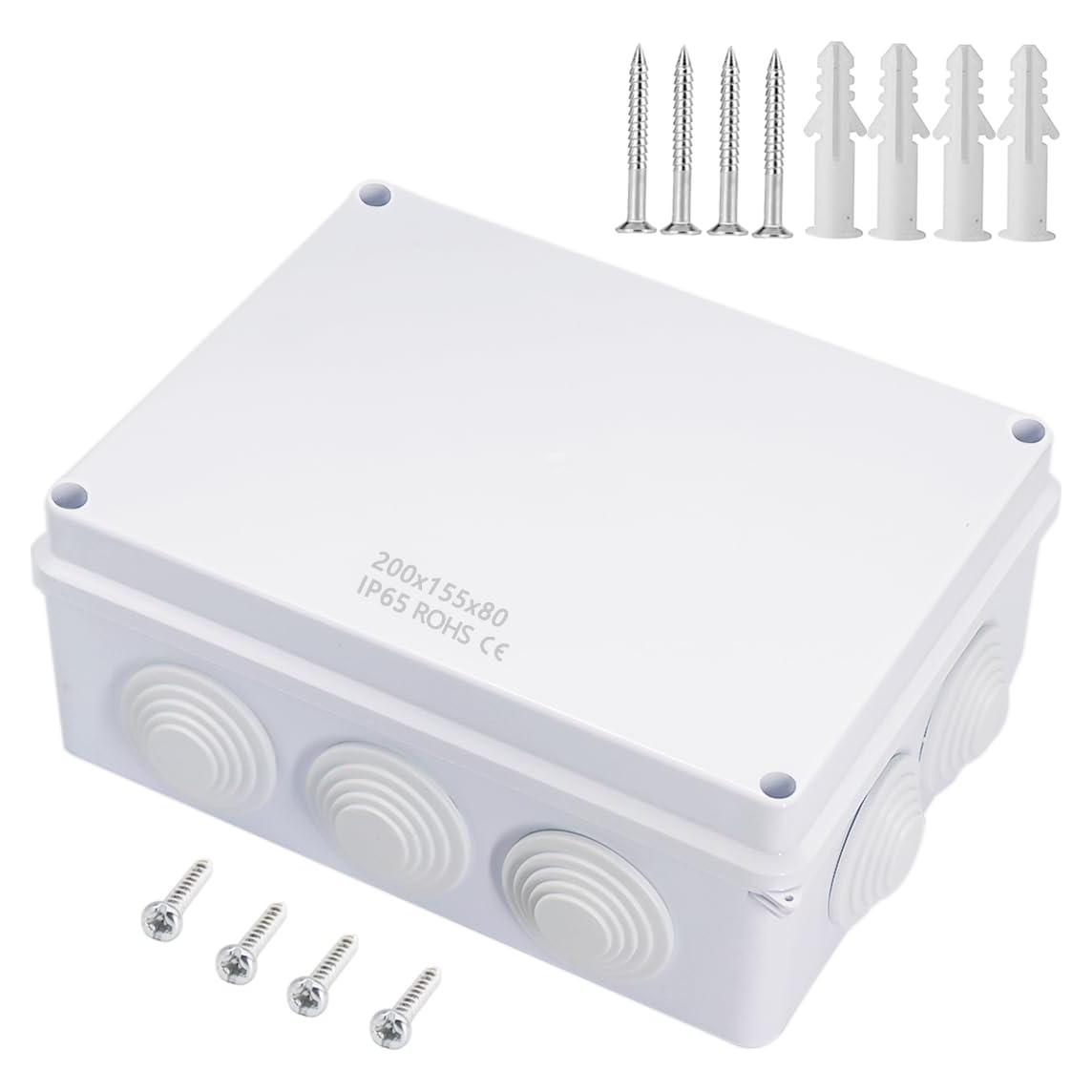 Caja de Conexiones Zulkit IP65 Plástico ABS Blanca 200x155x80mm