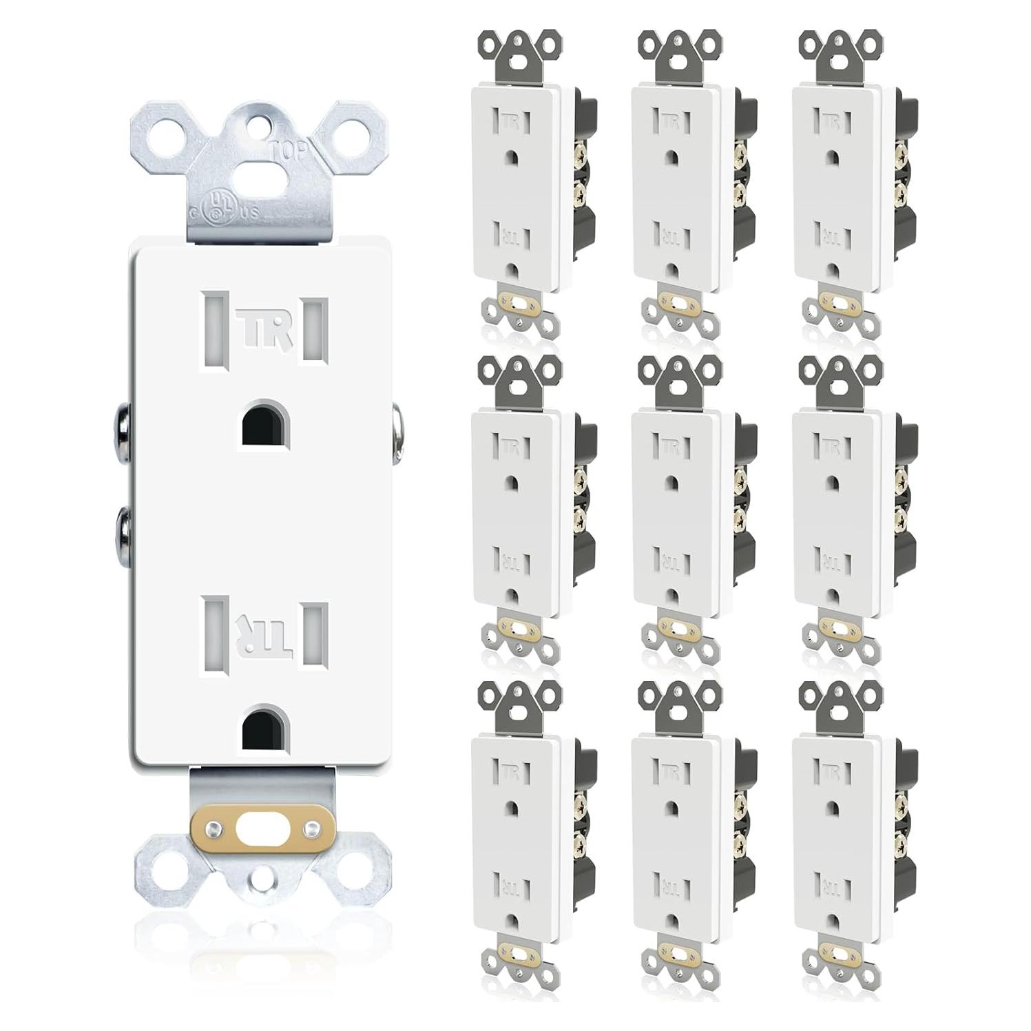 Tomacorrientes Decorativos TOPELER 15A Blanco Paquete de 10