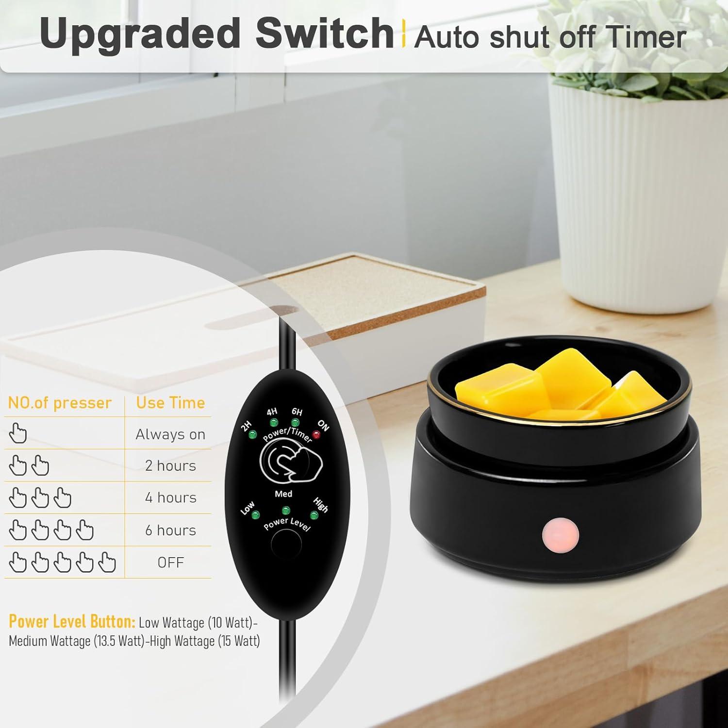 Calentador de Cera Bobolyn Negro con Temporizador y Apagado Automático