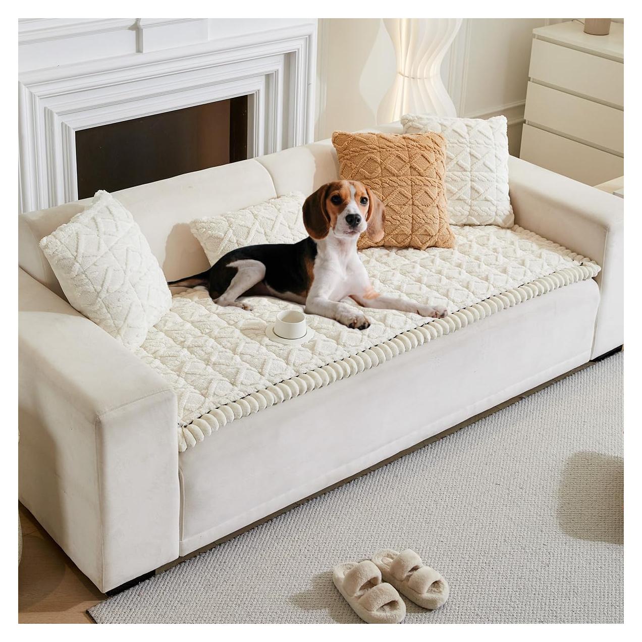 Funda de Sofá Antideslizante Tiwwie para Mascotas 70x150 cm Crema