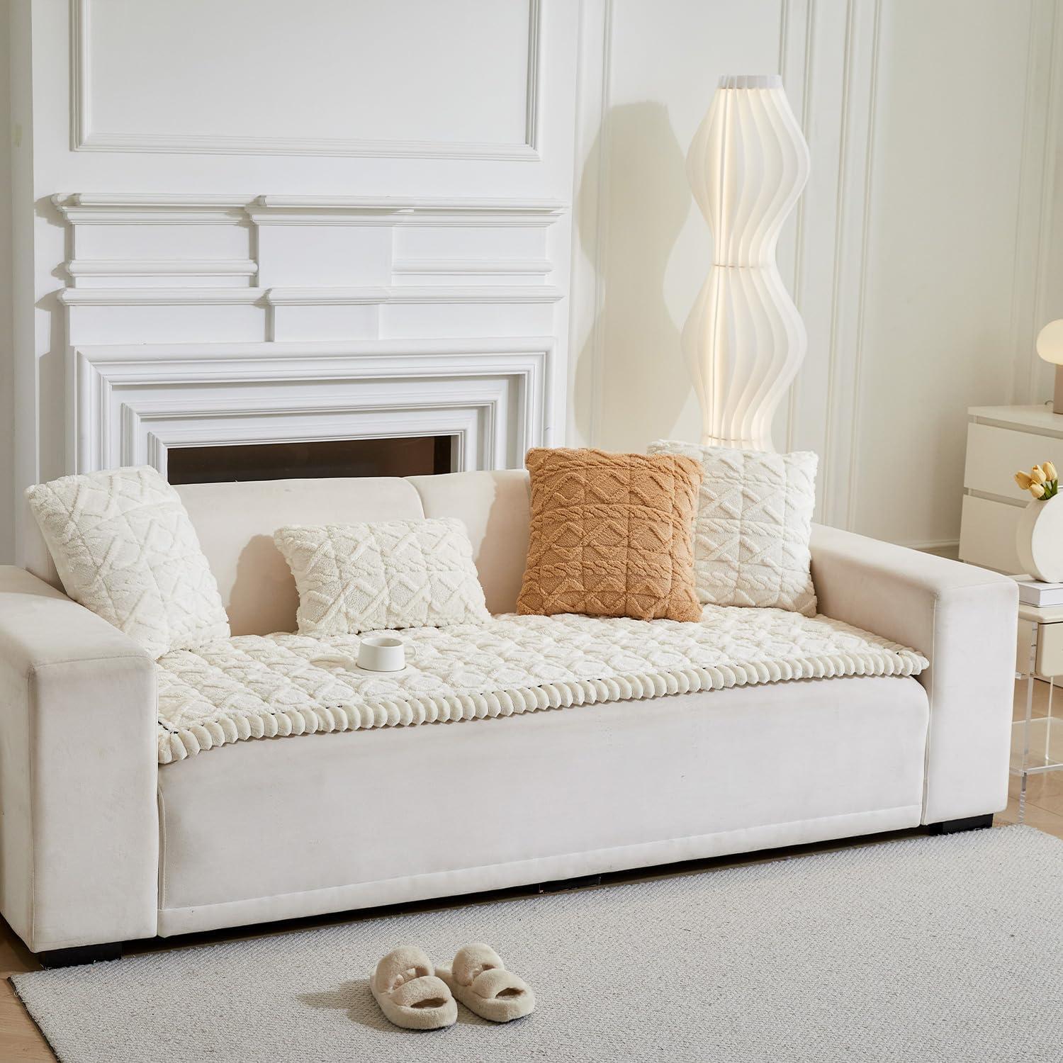 Funda de Sofá Antideslizante Tiwwie para Mascotas 70x150 cm Crema