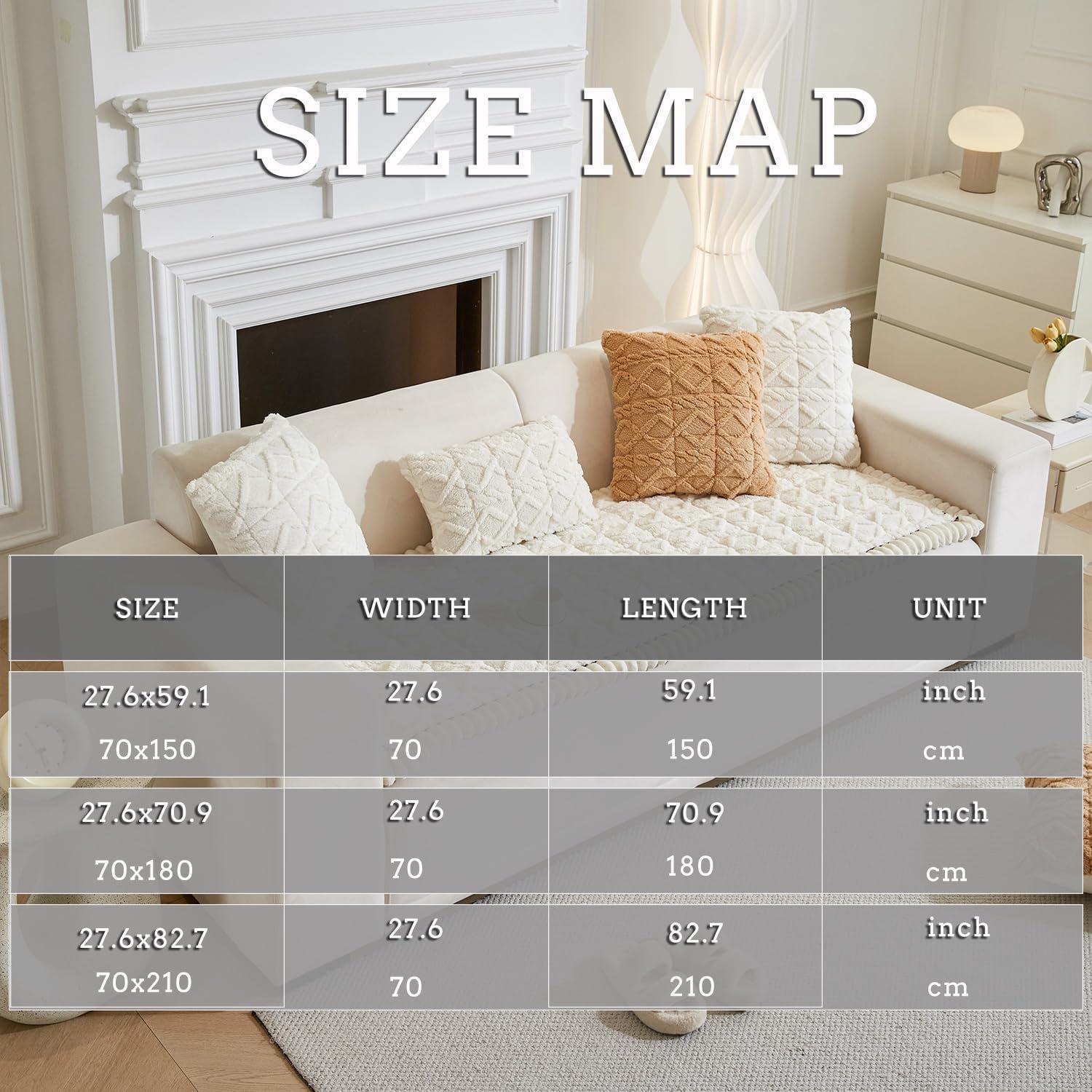 Funda de Sofá Antideslizante Tiwwie para Mascotas 70x150 cm Crema