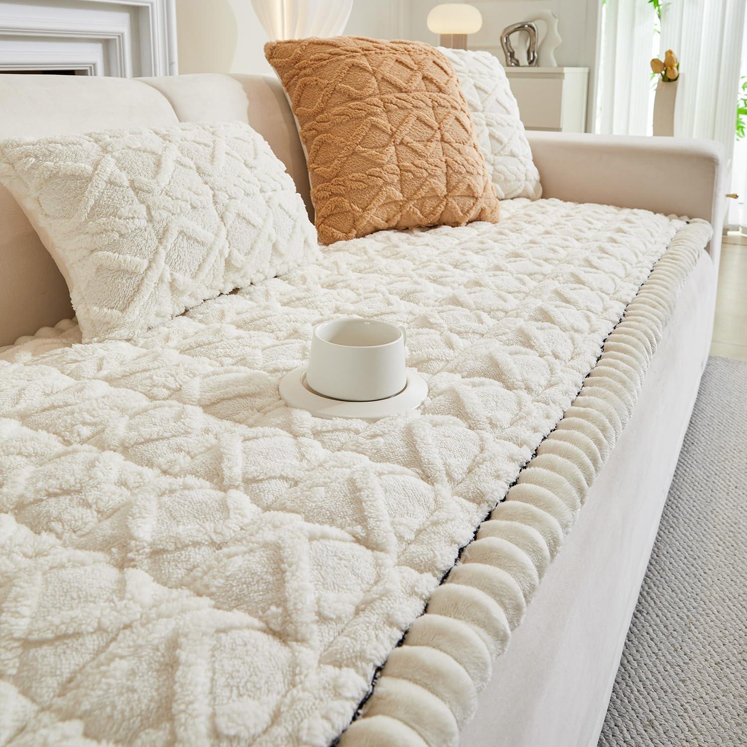 Funda de Sofá Antideslizante Tiwwie para Mascotas 70x150 cm Crema