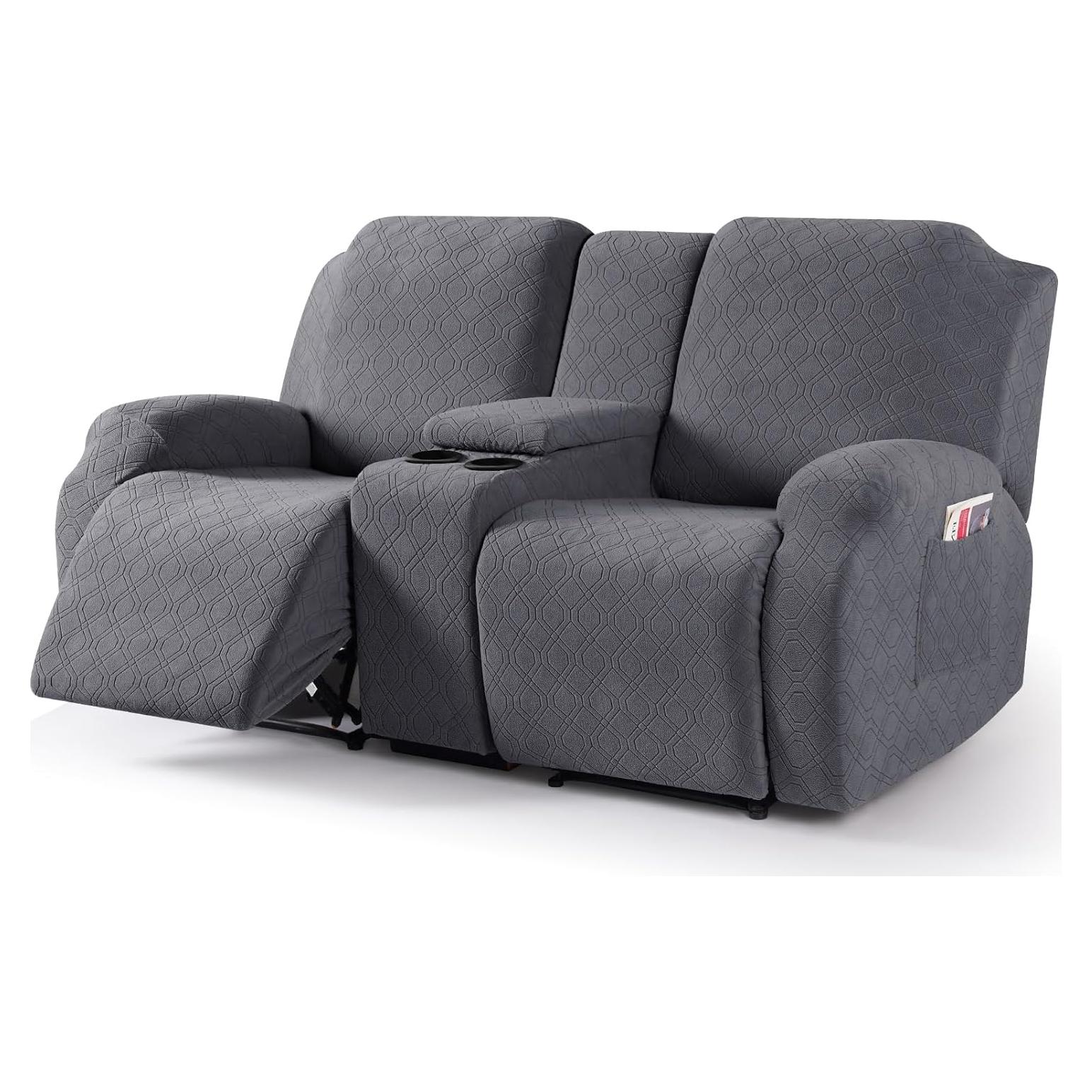 Funda de Loveseat Reclinable VANSOFY 2 Asientos Consola Gris