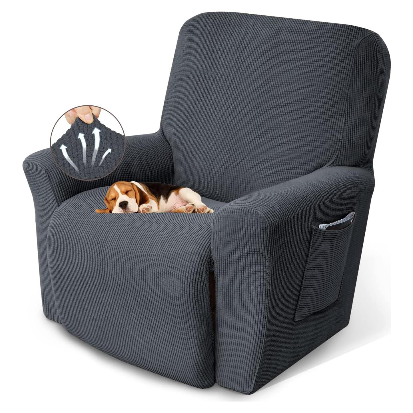 Funda de Sillón Reclinable KEKUOU Elástica Carbón 61-94 cm