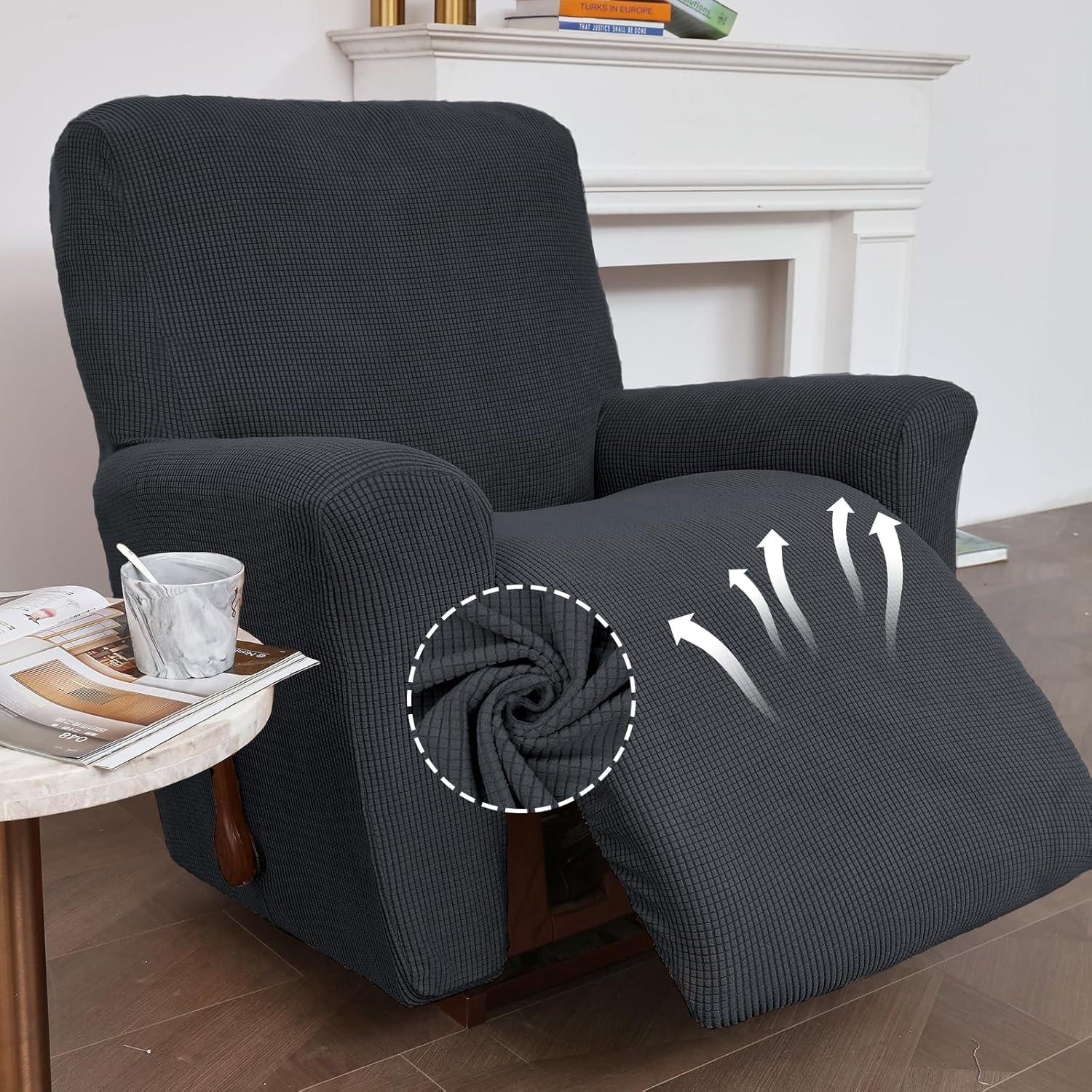 Funda de Sillón Reclinable KEKUOU Elástica Carbón 61-94 cm