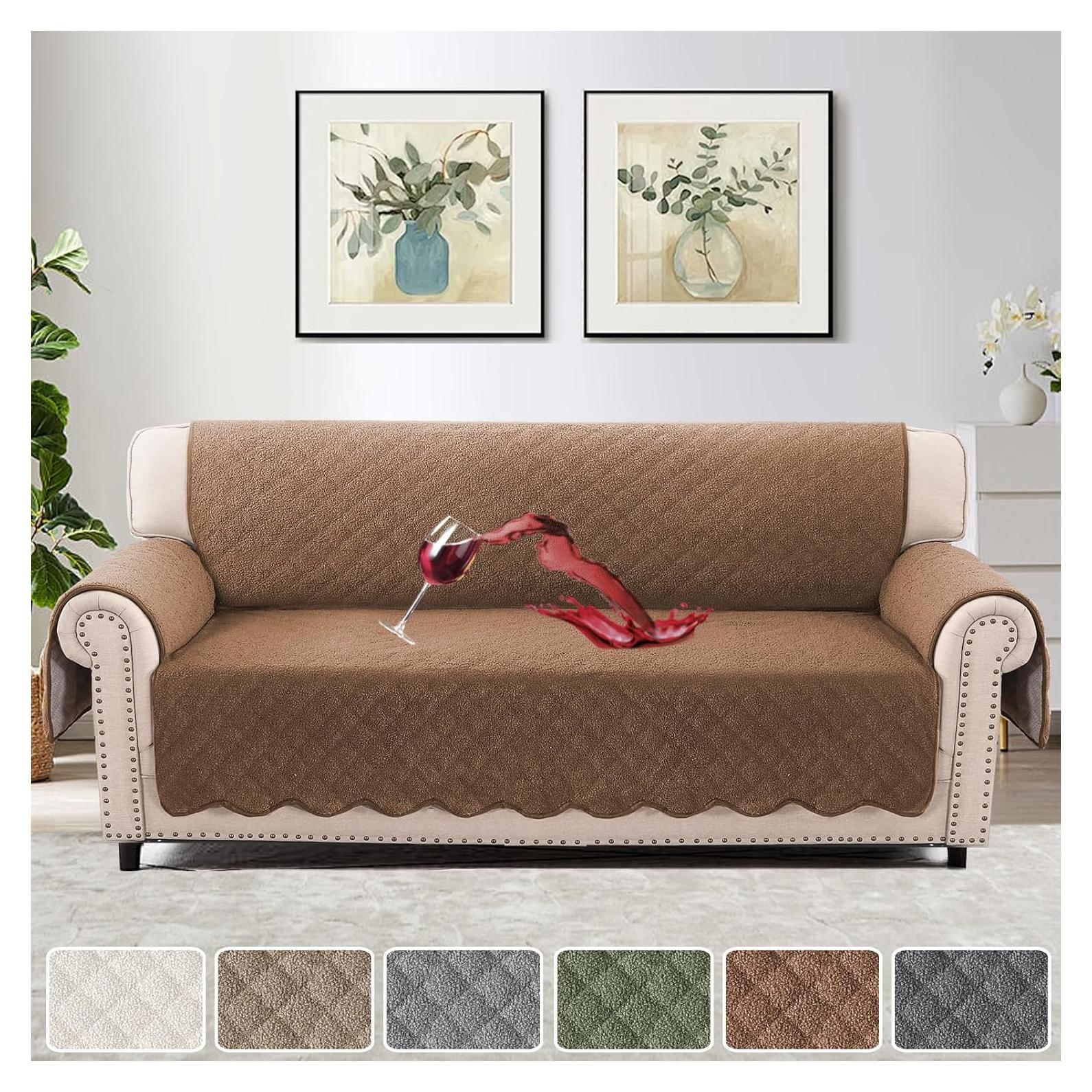 H.VERSAILTEX Funda de Sofá Impermeable 3 Plazas Caramelo