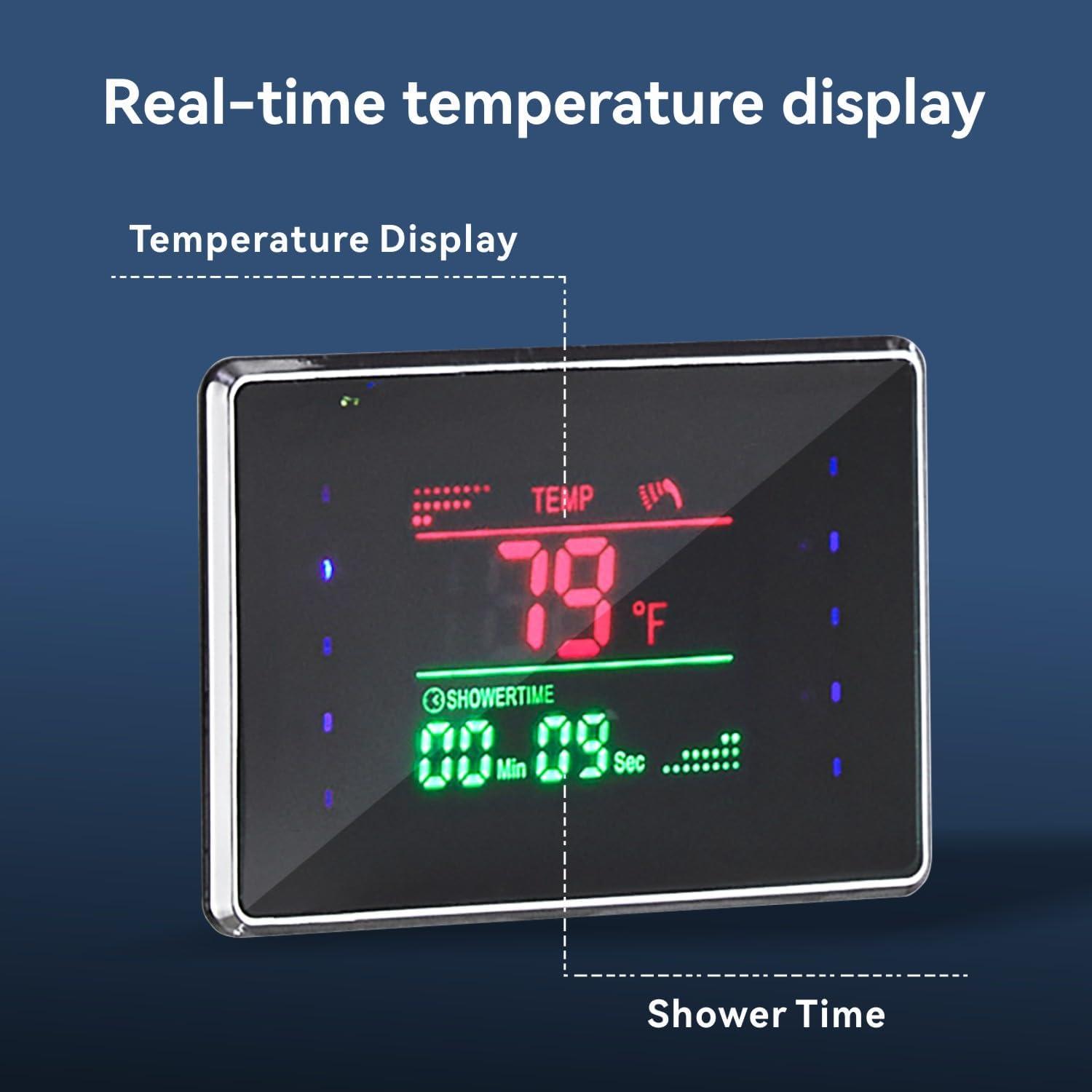 Panel de Ducha LED ELLO&ALLO con Estante y Masaje, Acero Inoxidable