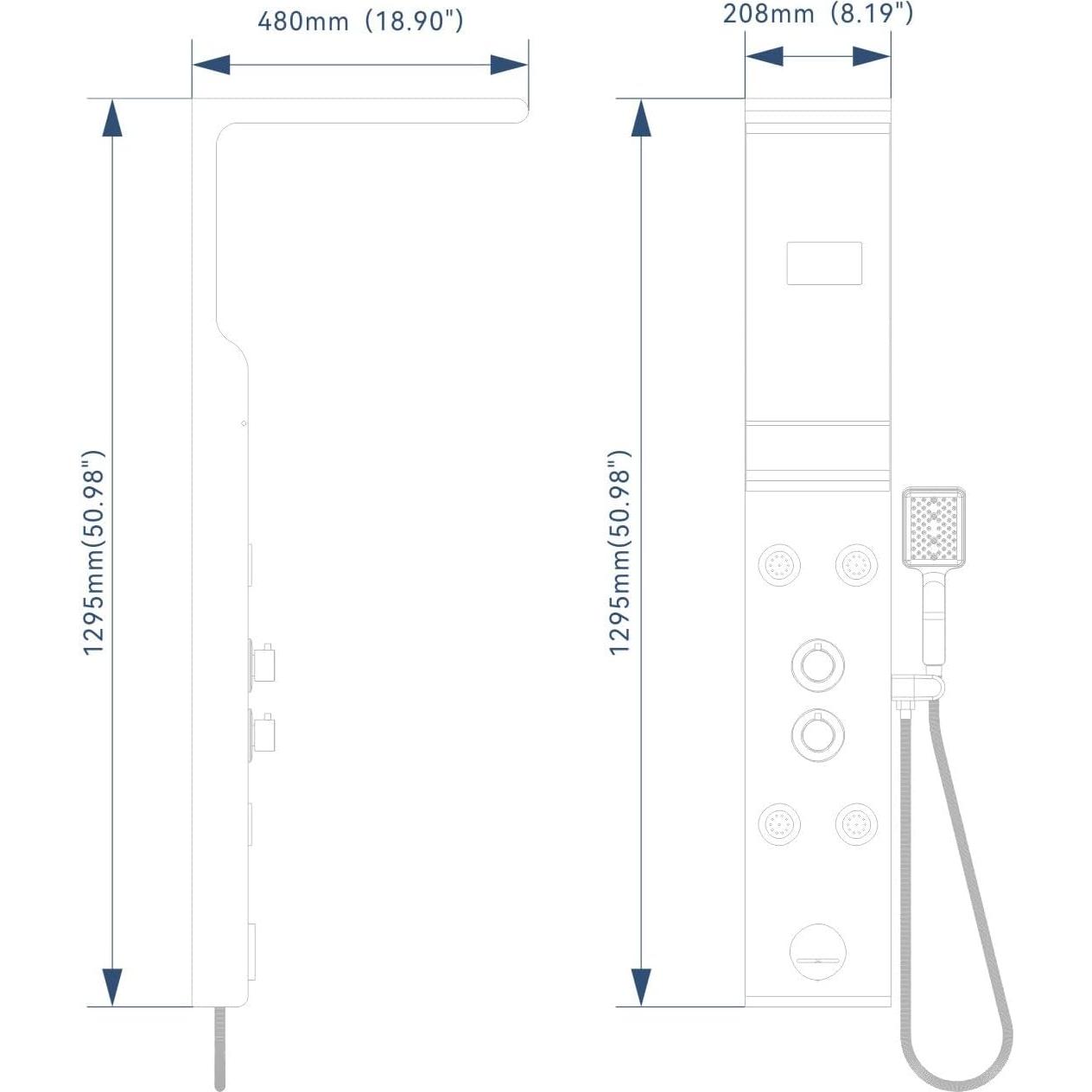 Panel de Ducha LED ELLO&ALLO con Estante y Masaje, Acero Inoxidable