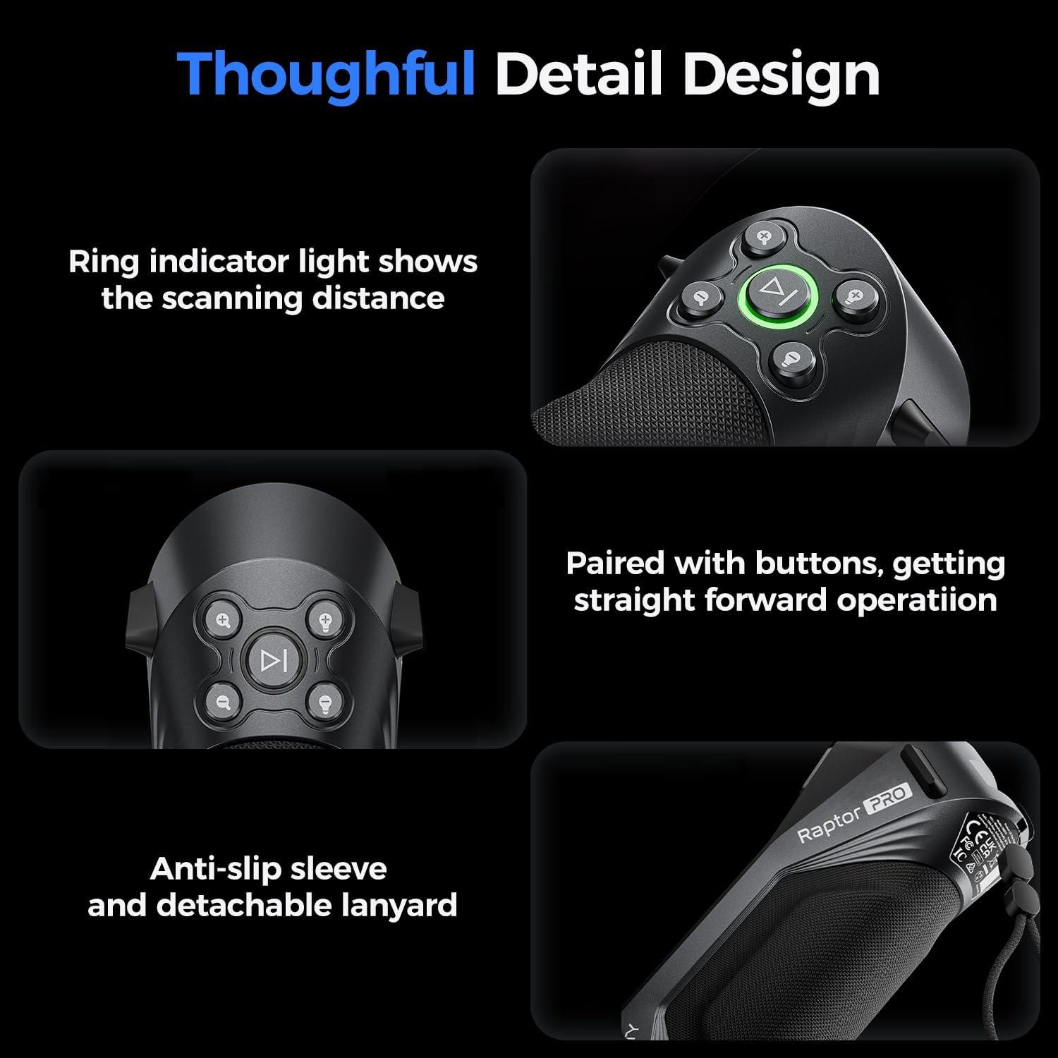 Escáner 3D Creality Raptor Pro 0.02mm 22+7 láser azul