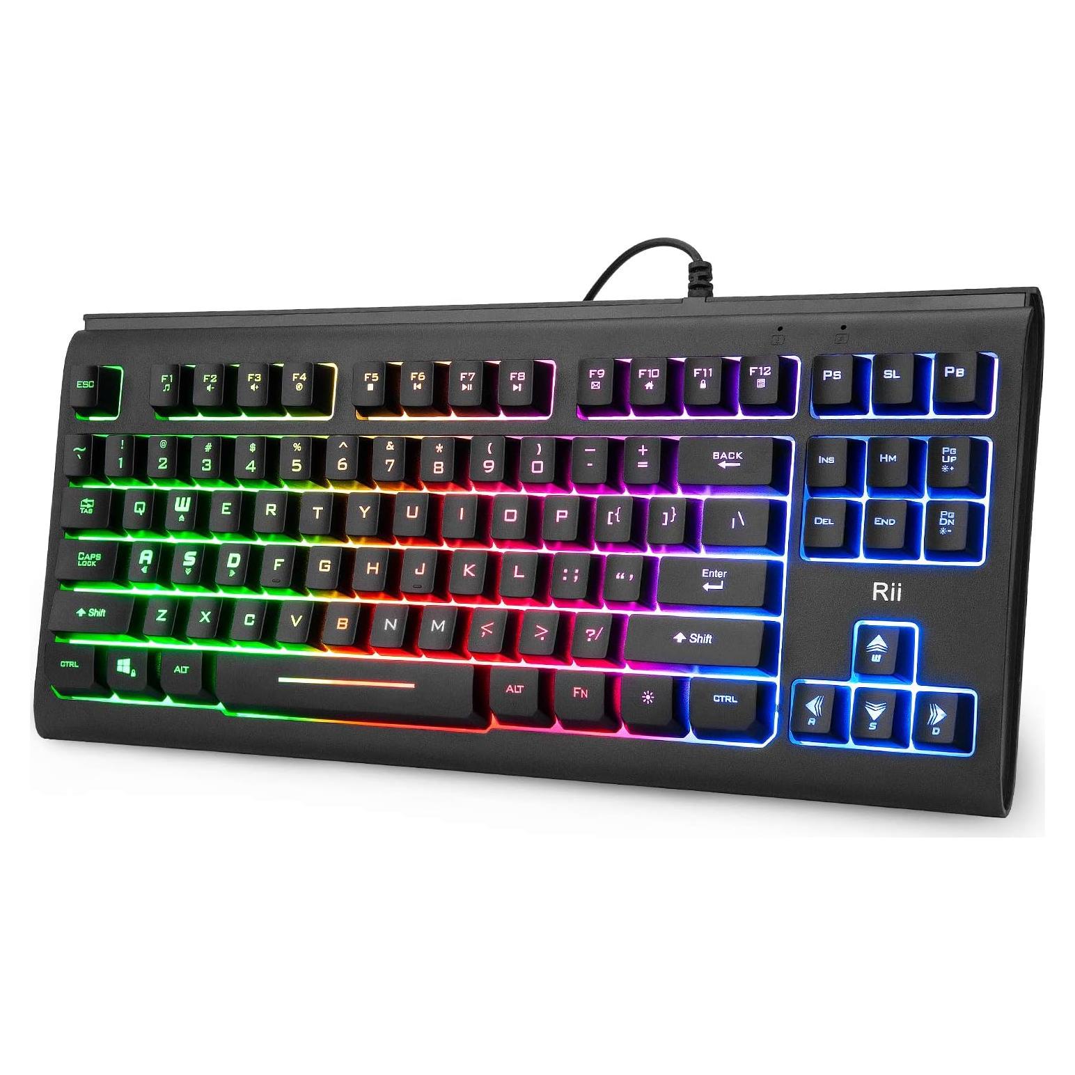 Teclado Rii RK104 USB Compacto Retroiluminado RGB 87 Teclas