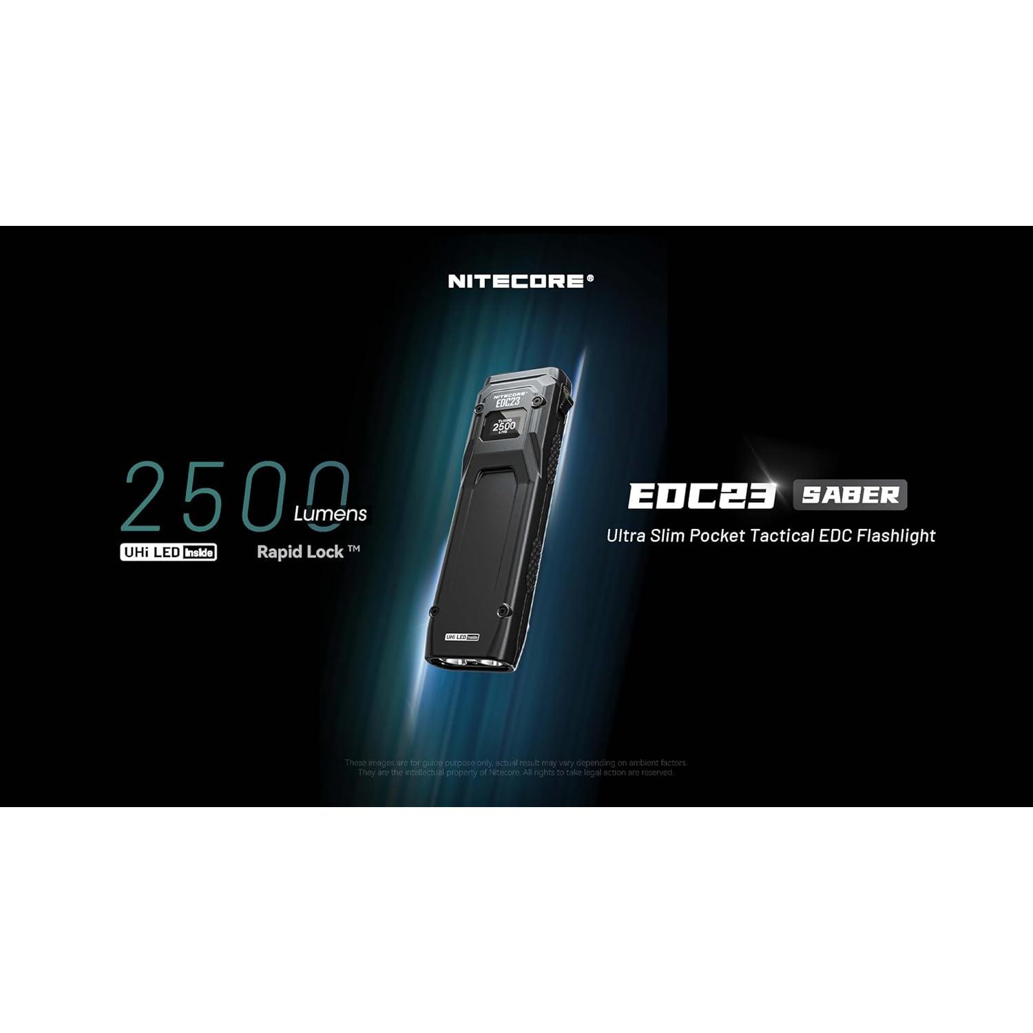 Linterna Nitecore EDC23, 2500 Lúmenes, Recargable USB-C