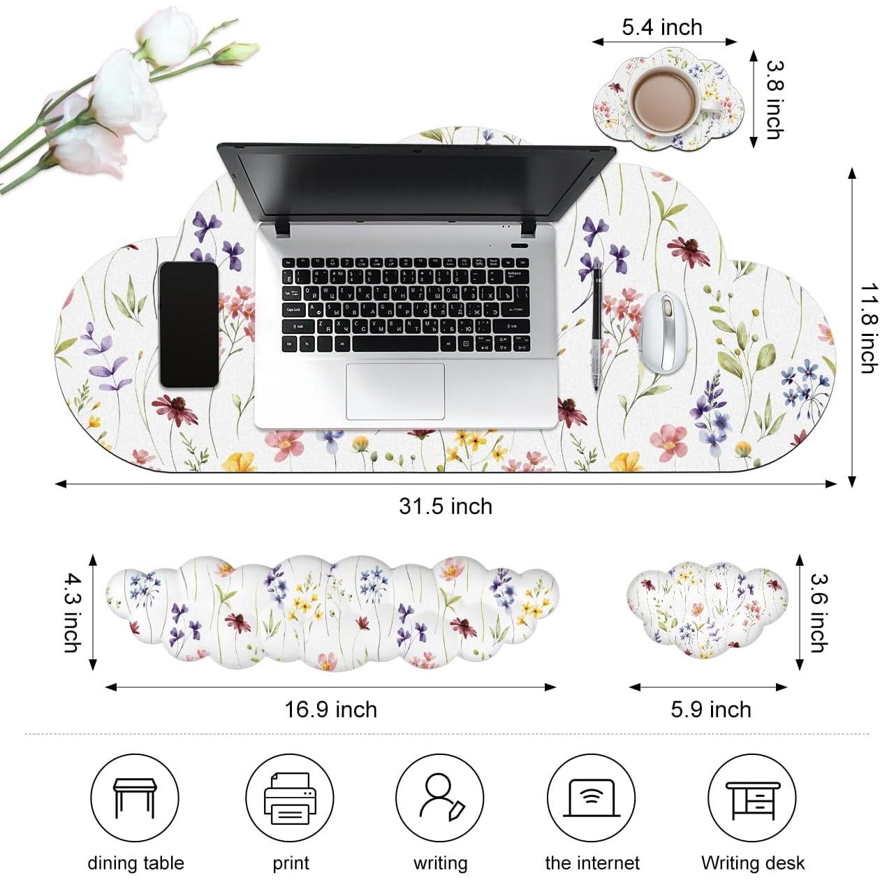 Alfombrilla de Ratón JIKIOU XXL 90x40cm con Almohadillas Ergonómicas