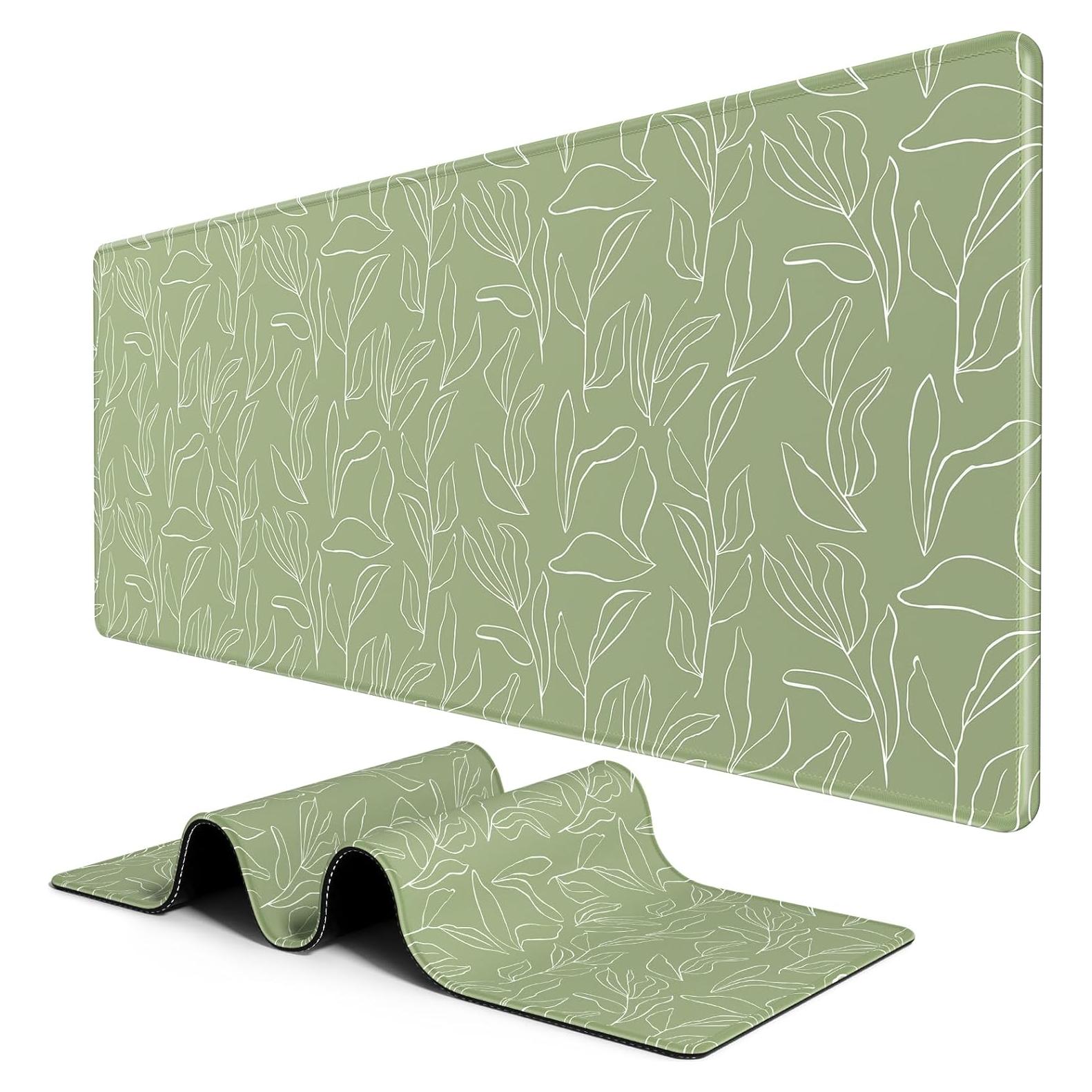 Alfombrilla de Ratón Grande BOSOBO Hoja Verde Minimalista 90x40 cm