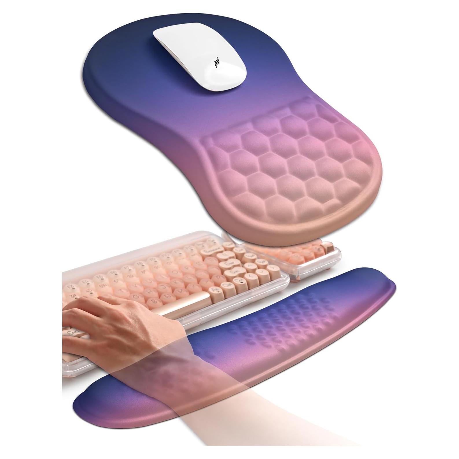 Reposamuñecas Ergonómico Hokafenle 2en1 con Almohadilla de Ratón