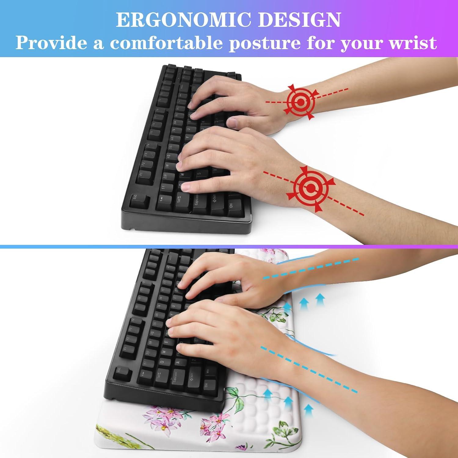 Soporte de Teclado Ergonómico KEPUTAIER con Reposamuñecas - Flores Dispersas